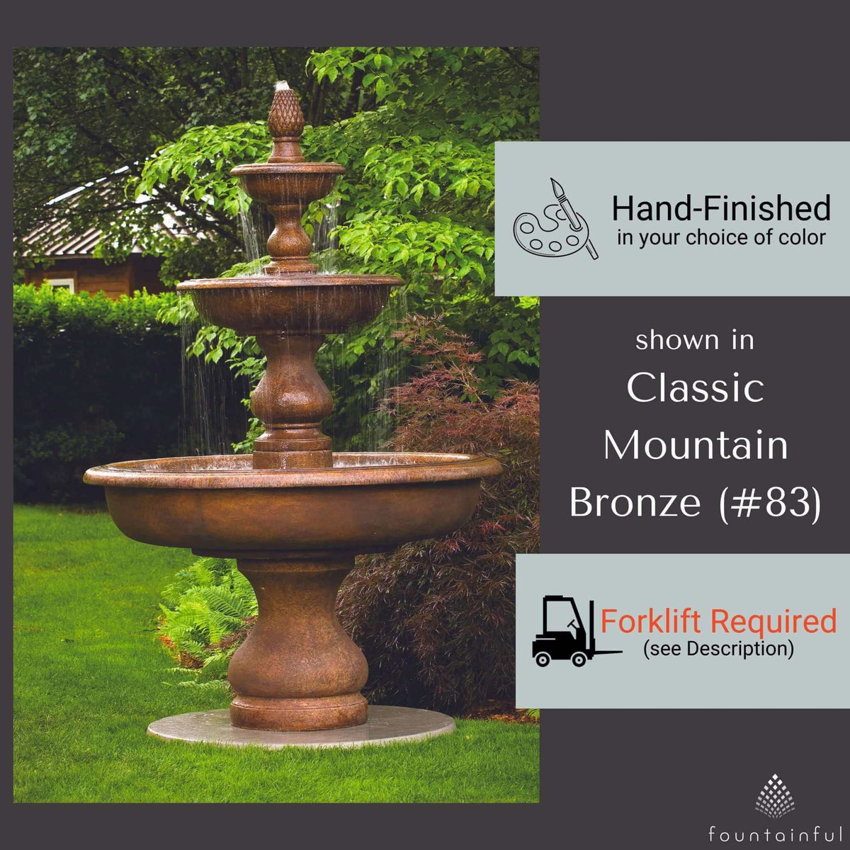 The Monticello 3-Tier Concrete Fountain - Massarellis #3689