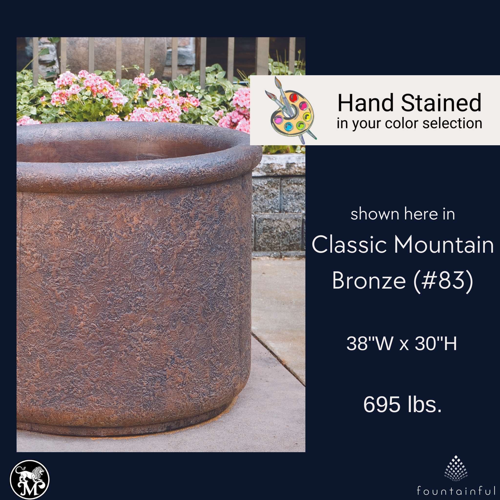 Urban 38" Round Concrete Planter - Massarellis #6085