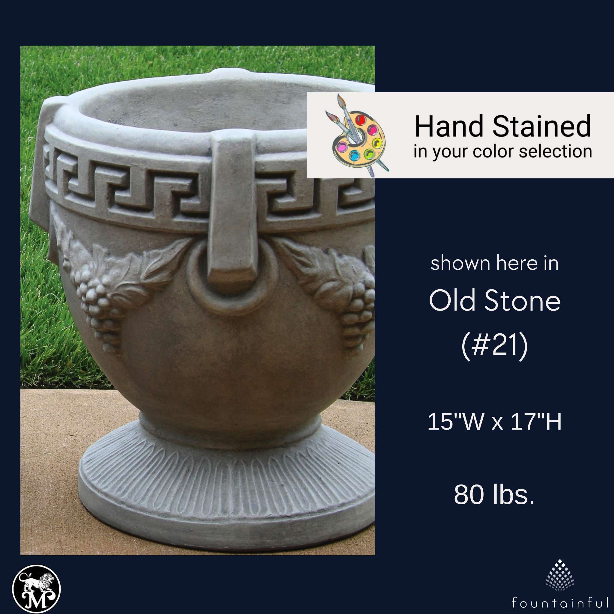Large Grecian Urn Concrete Planter - Massarellis #6180