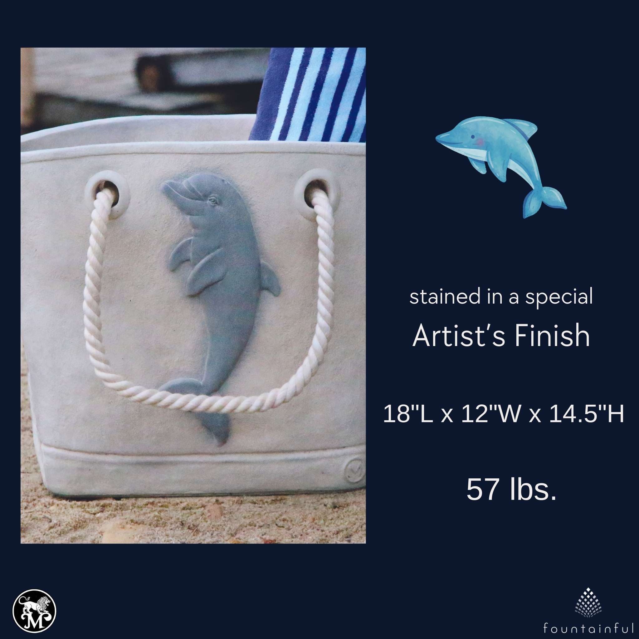 Dolphin Concrete Tote Planter - Massarellis #6566