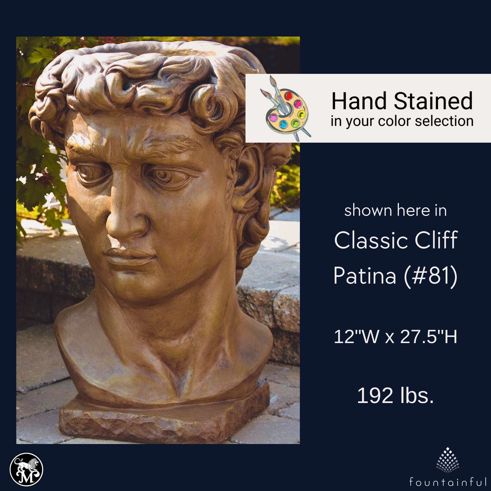 Bust of David Concrete Planter - Massarellis #6975