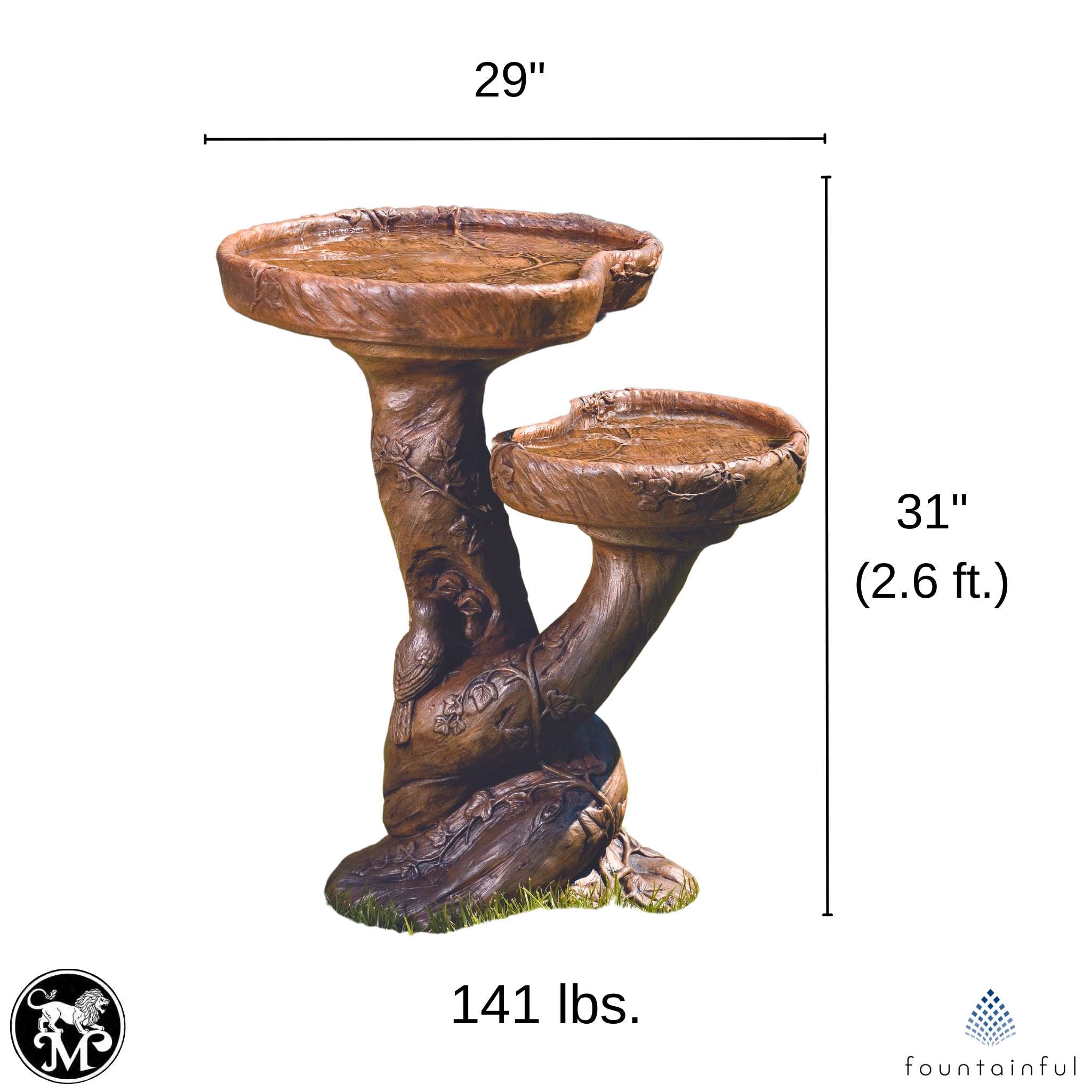 Woodscape "Double" Concrete Bird Bath - Massarellis #9150