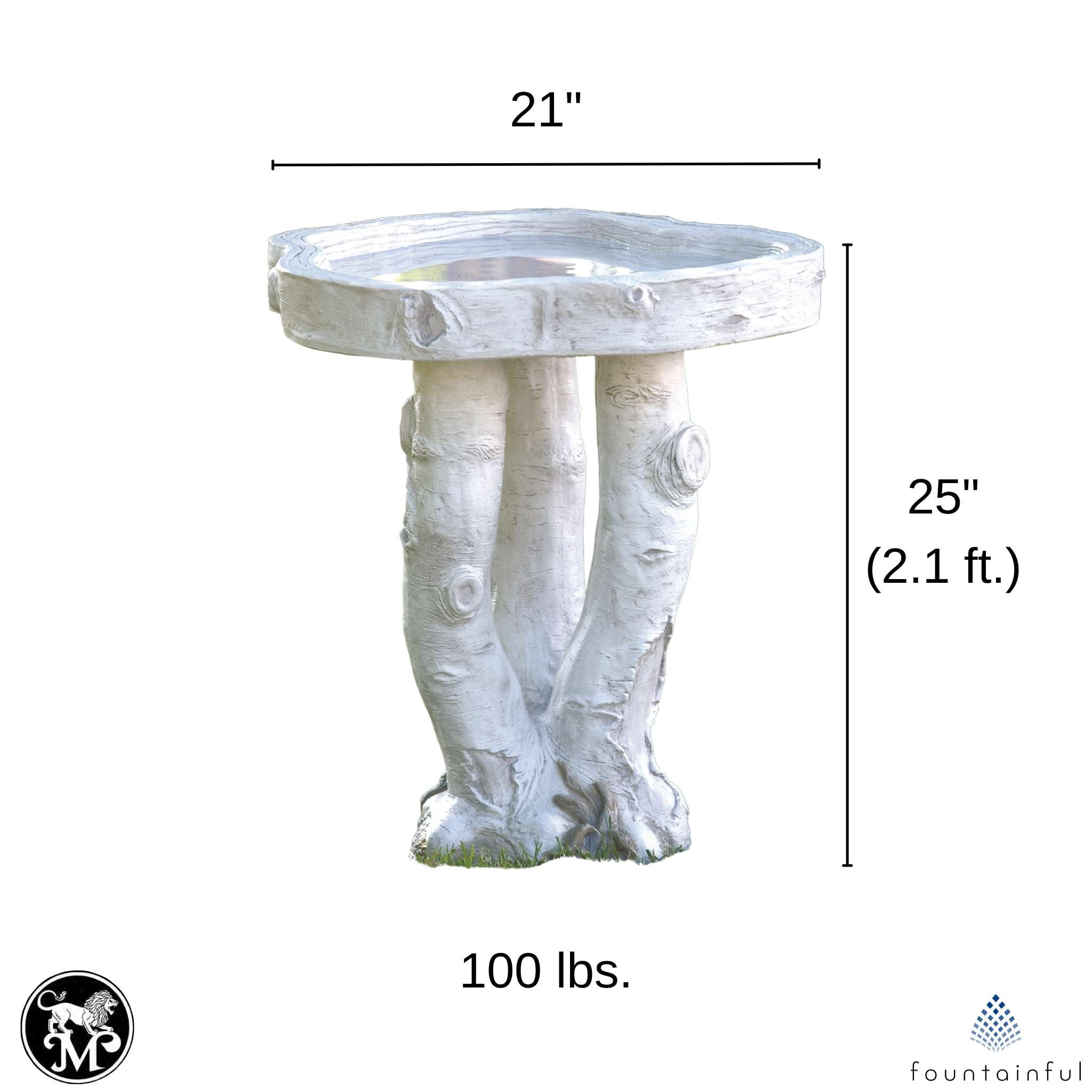 Birchwood Concrete Bird Bath - Massarellis #9266