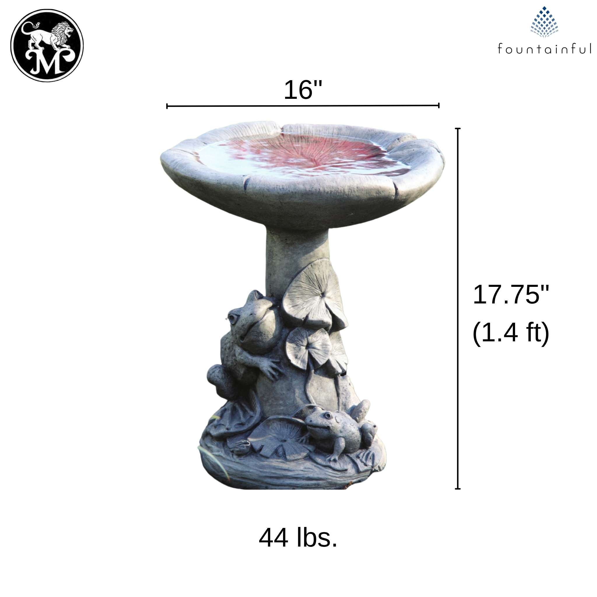 Frogs and Lilies Concrete Bird Bath - Massarellis #9750