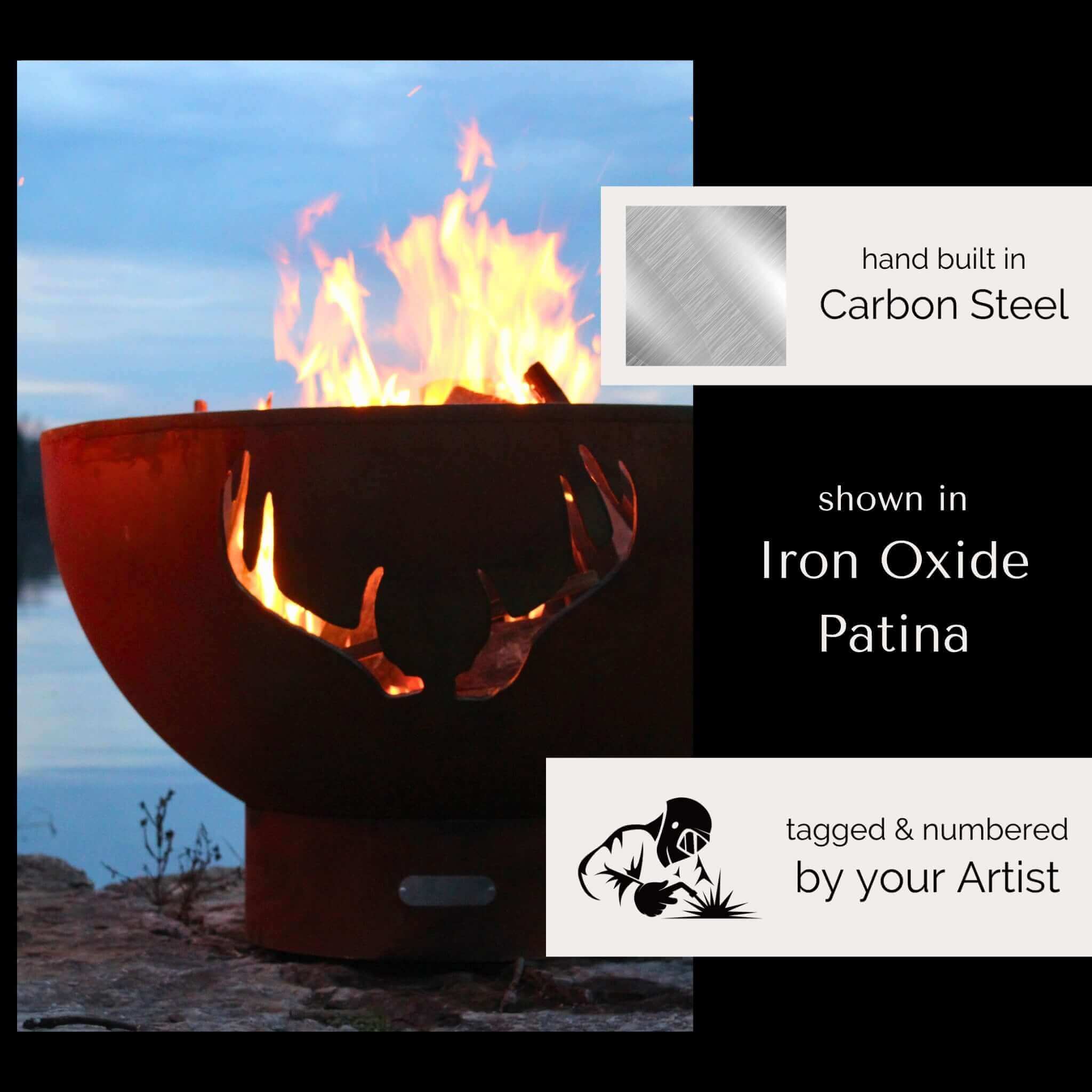 Antlers Wood Burning Fire Pit in Steel - Fire Pit Art