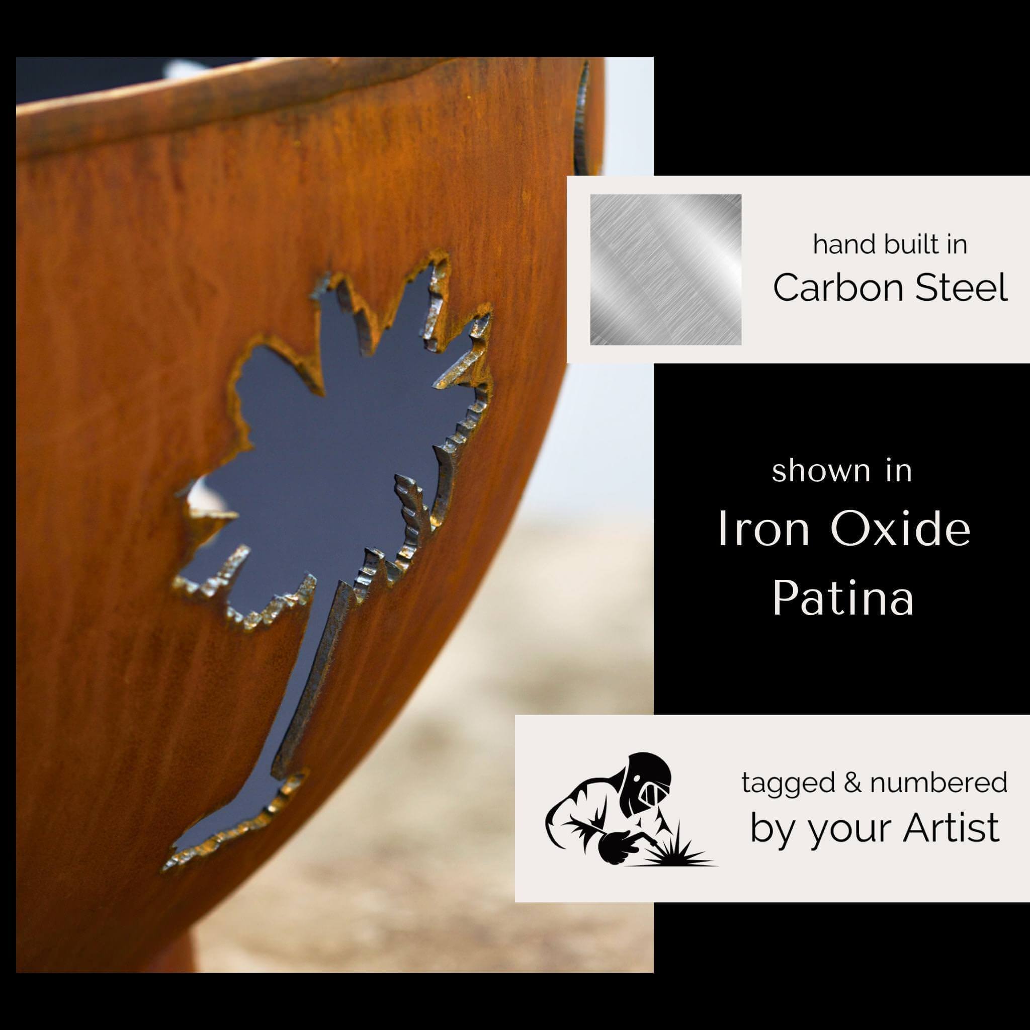 Tropical Moon Wood Burning Fire Pit in Steel - Fire Pit Art