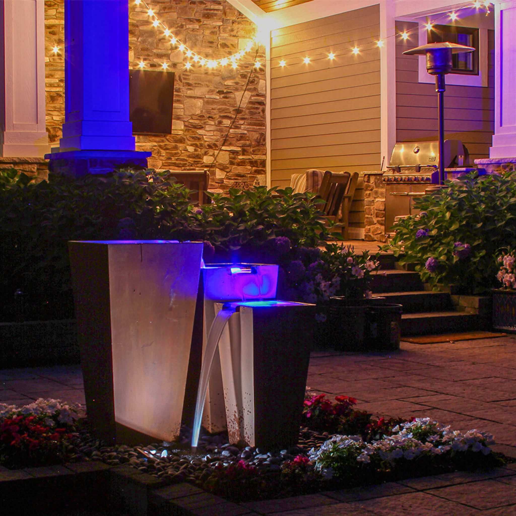 Triple Corten Steel "Rusted" Urn Fountain Kit - Blue Thumb