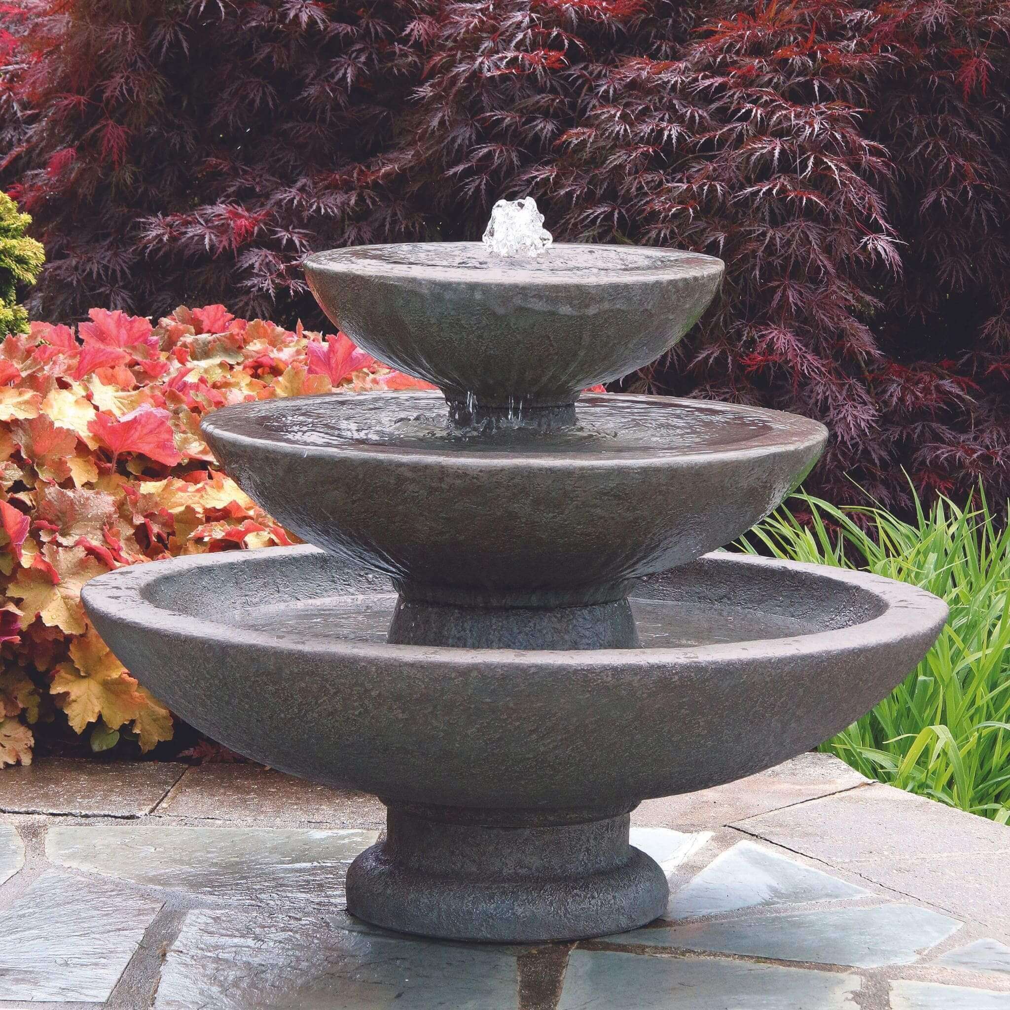 Tranquility 3-Tier Concrete Fountain - Massarellis #3521