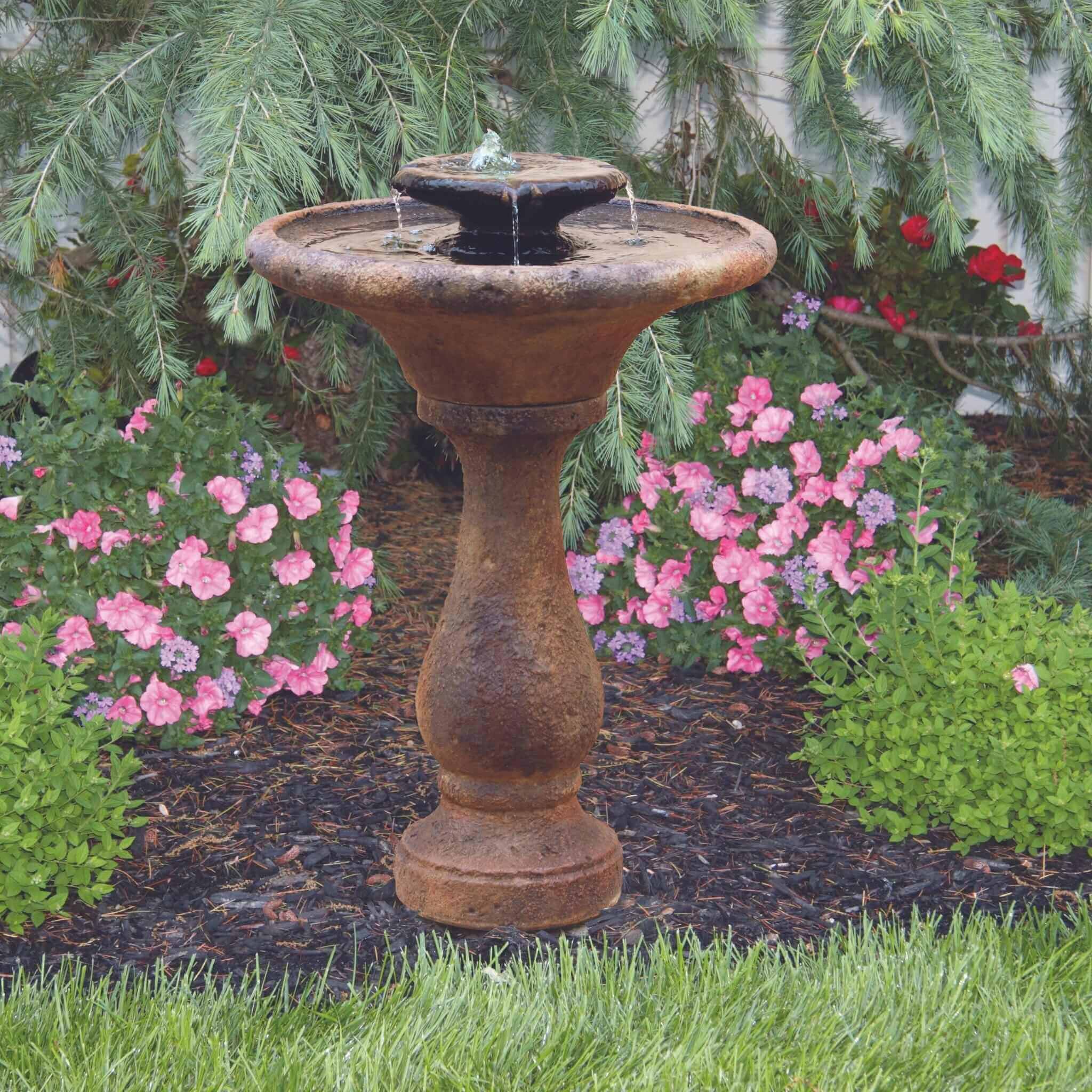 Two-Tier Chelsea Stone Water Fountain - Lighted - Massarellis 3708 - Fountainful