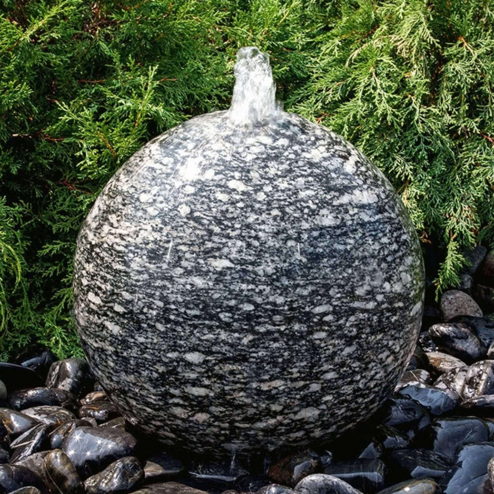 Speckled Granite Sphere Fountain - Complete Kit - Blue Thumb