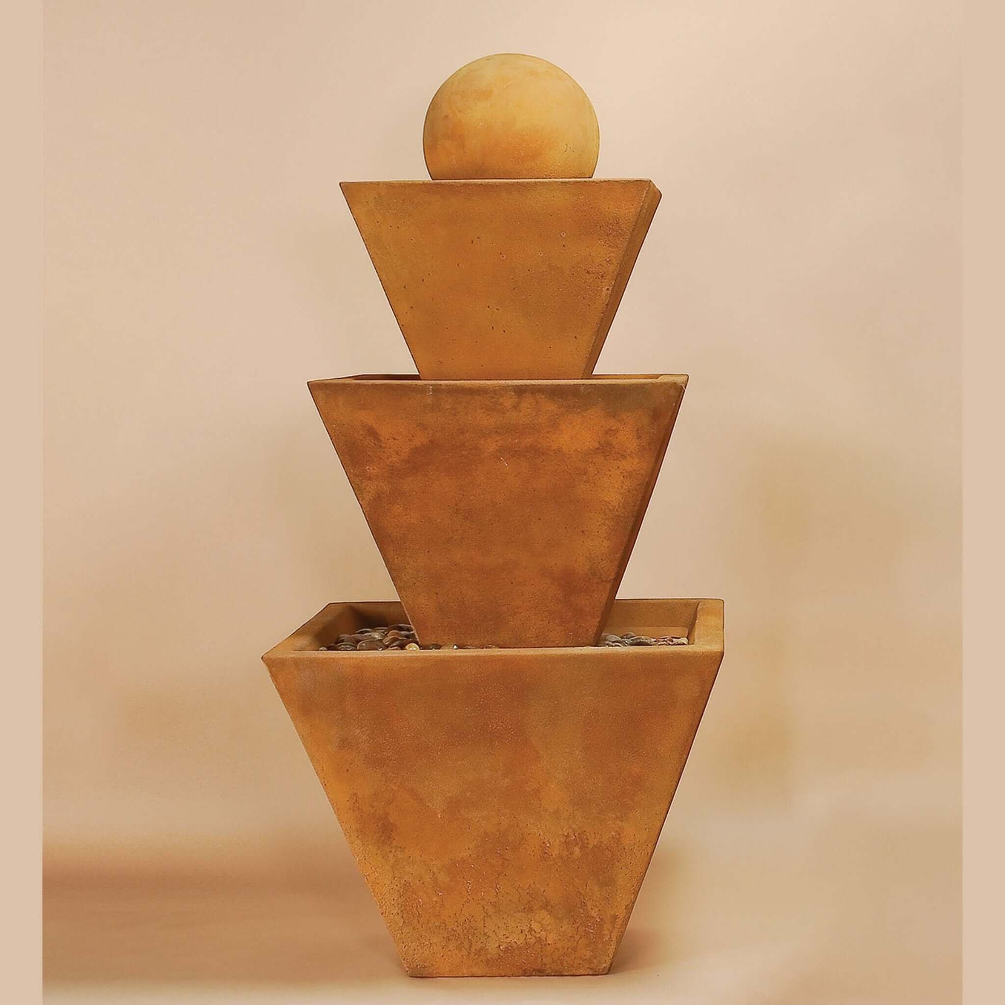 Modern 3-Tier Concrete Fountain with Ball Giannini #1488
