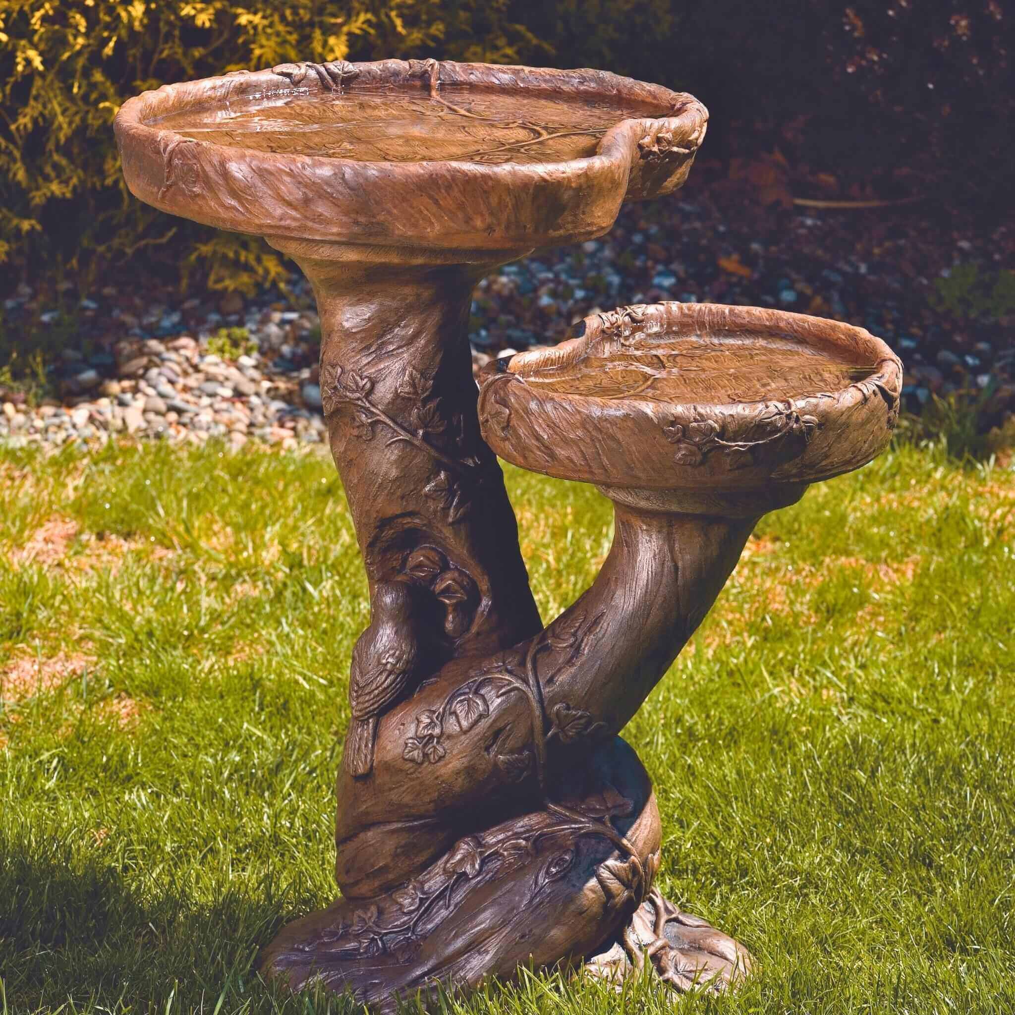 Massarelli's Double Woodscape Bird Bath