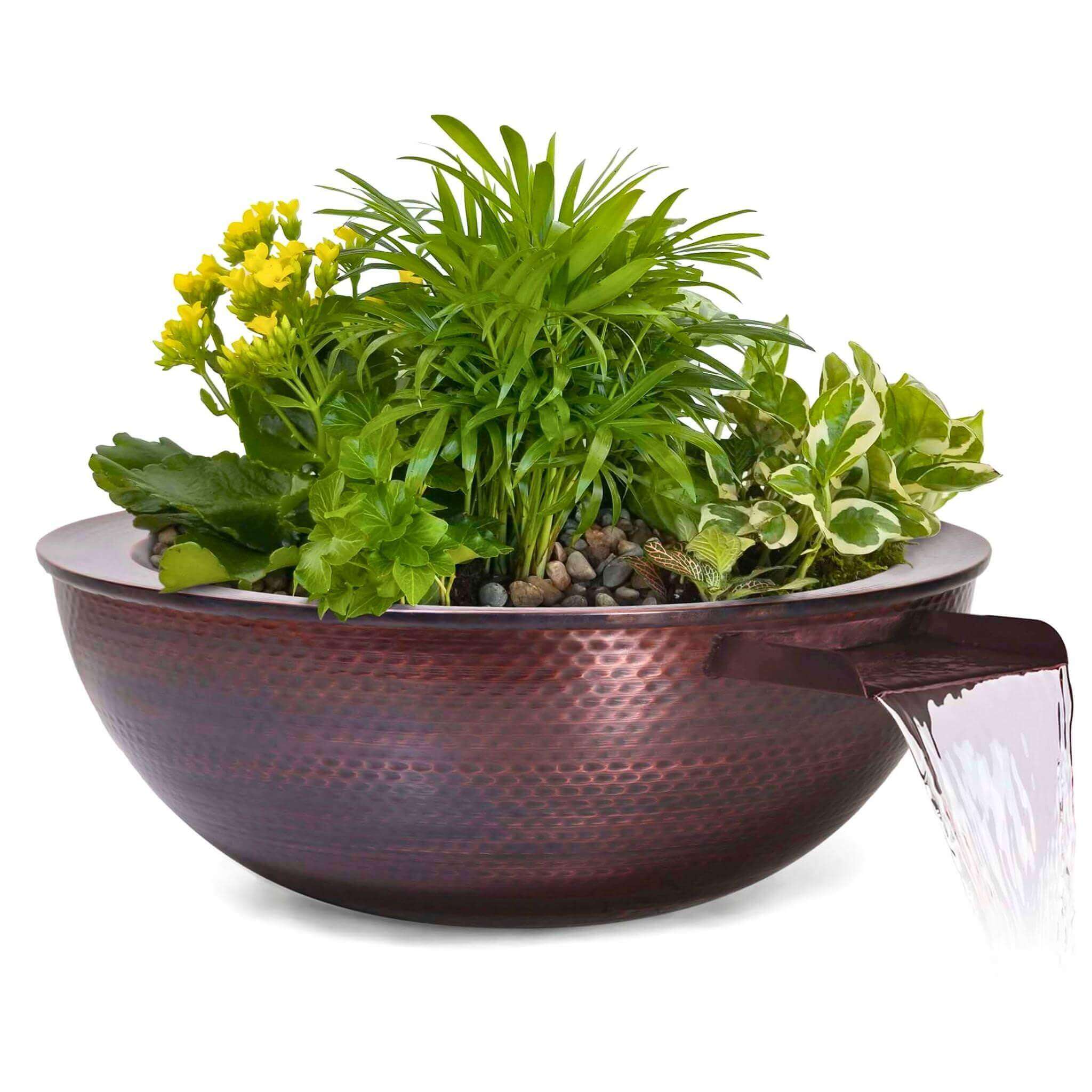 aquatic patio pond pot planter The Outdoor Plus 27" Sedona Hammered Copper Planter & Water Bowl