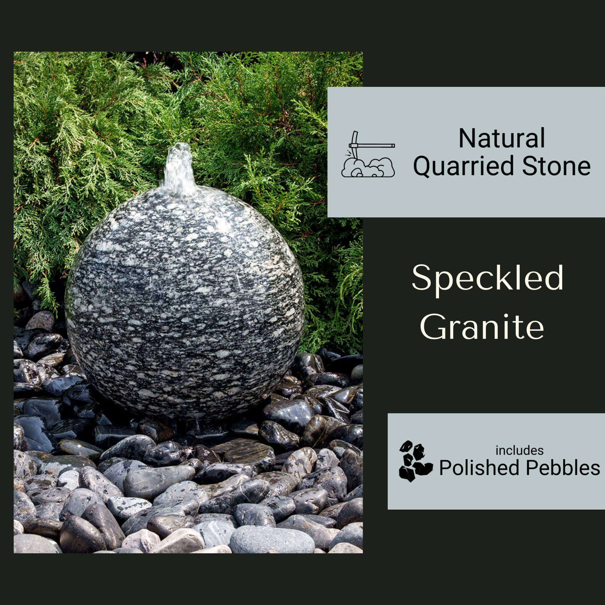 Speckled Granite Sphere Fountain - Complete Kit - Blue Thumb