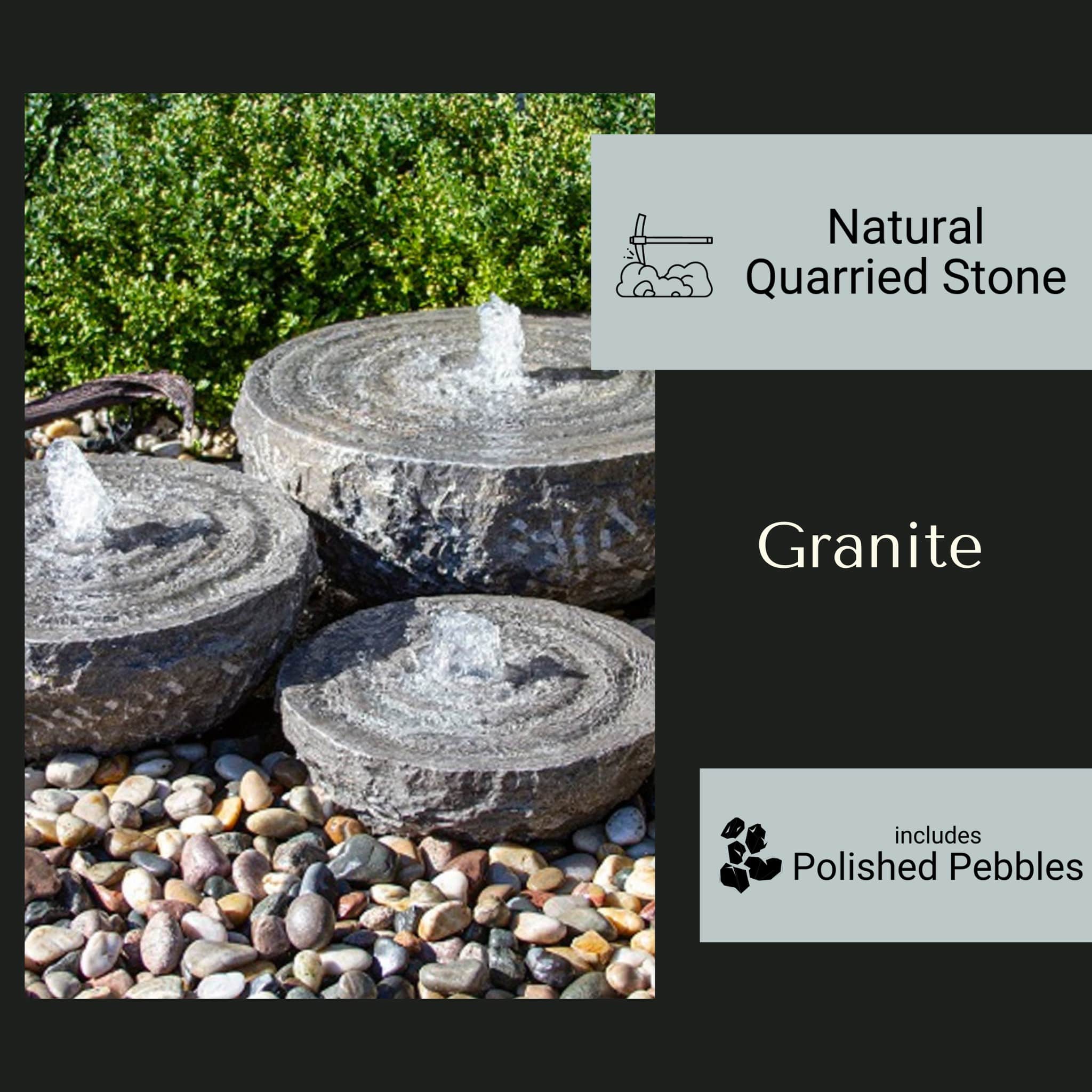 Granite Bowls w/Swirl 3-piece Fountain - Complete Kit - Blue Thumb