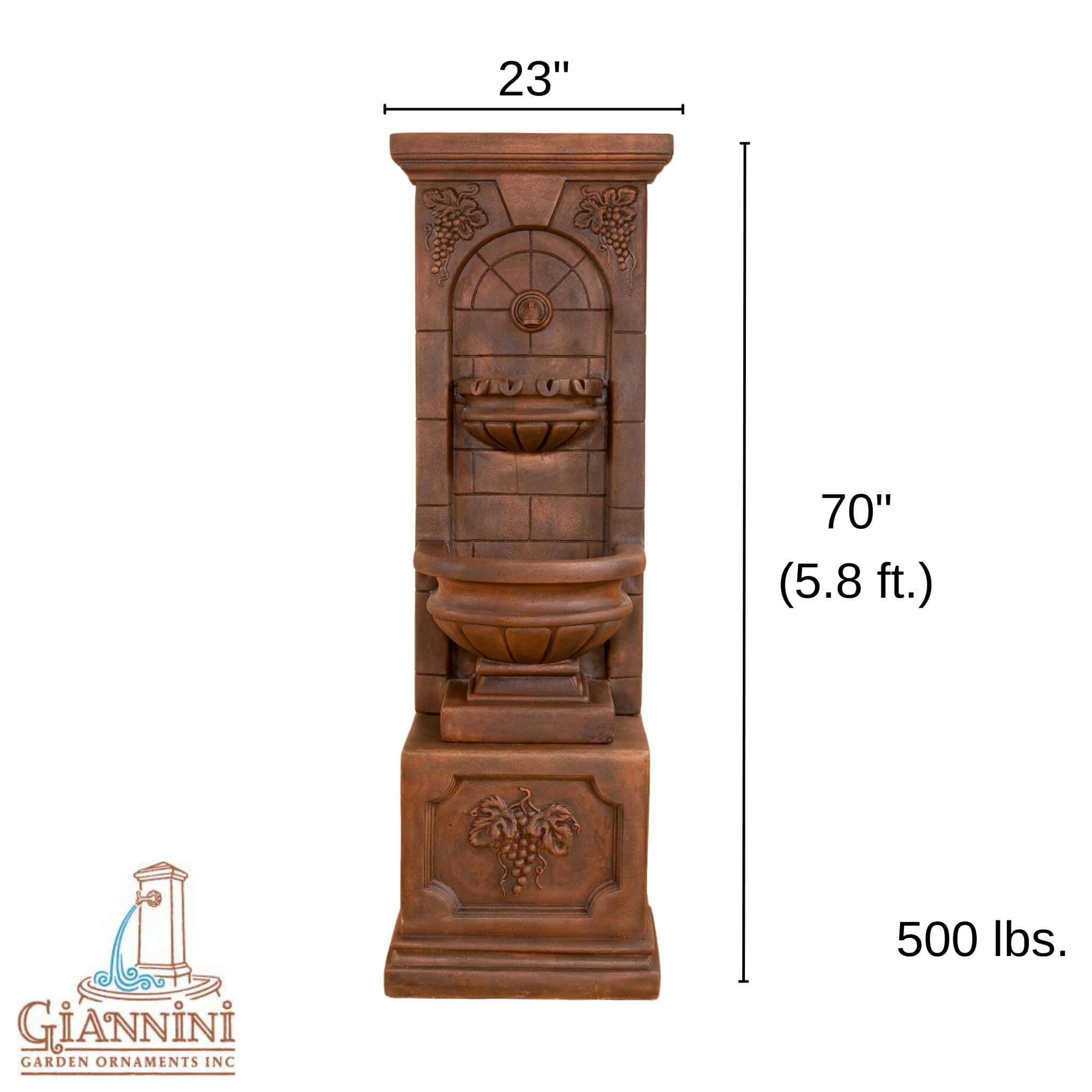 St. Helena Concrete Wall Fountain w/Base - Giannini #1577