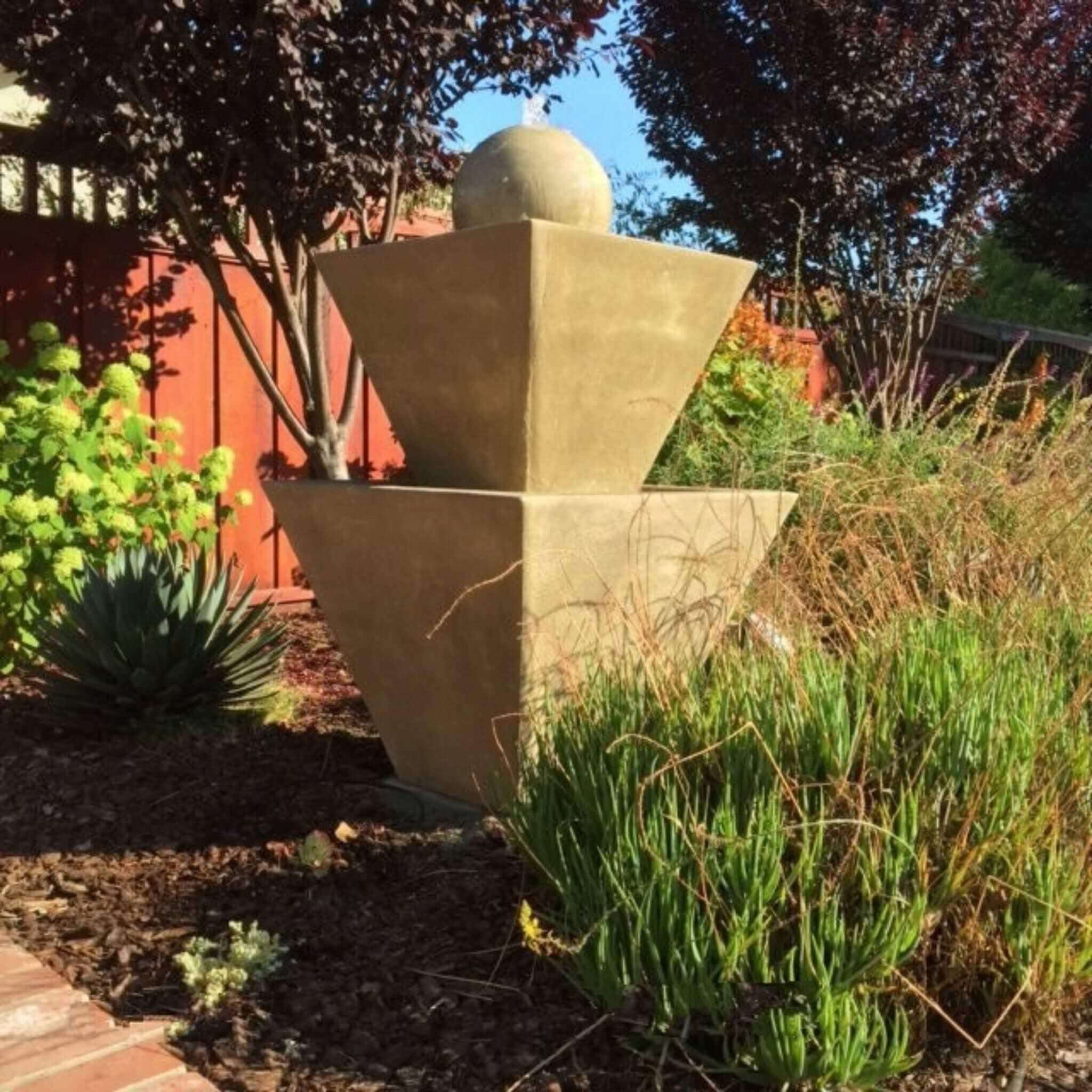 Modern 2-Tier Concrete Fountain with Ball - Giannini #1489