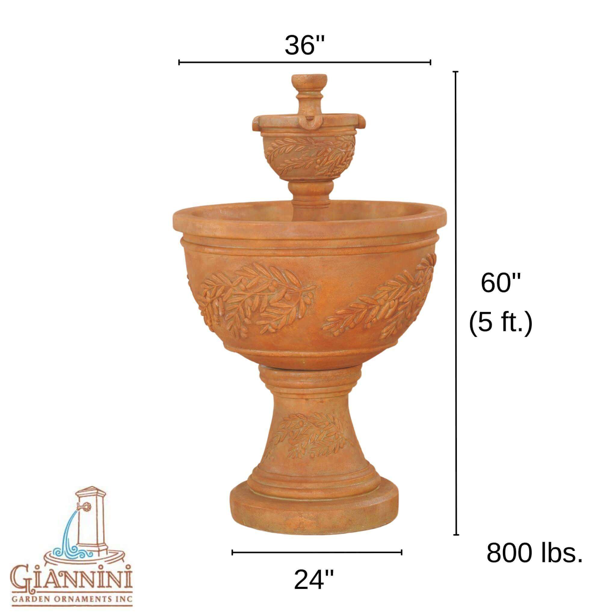 Oliva 2-Tier Concrete Fountain - Giannini #1129