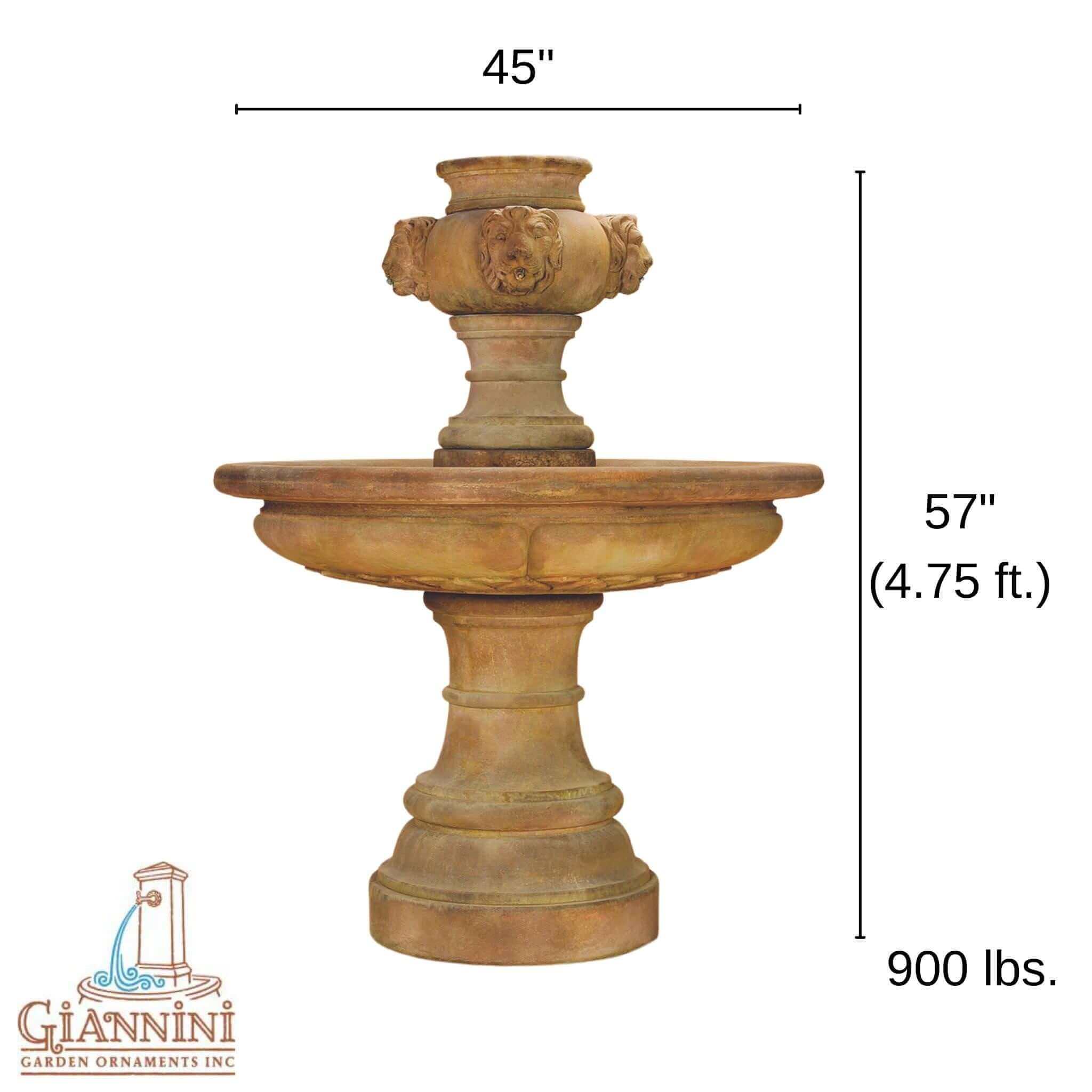 Madrid Lion Concrete Fountain - Giannini #1297