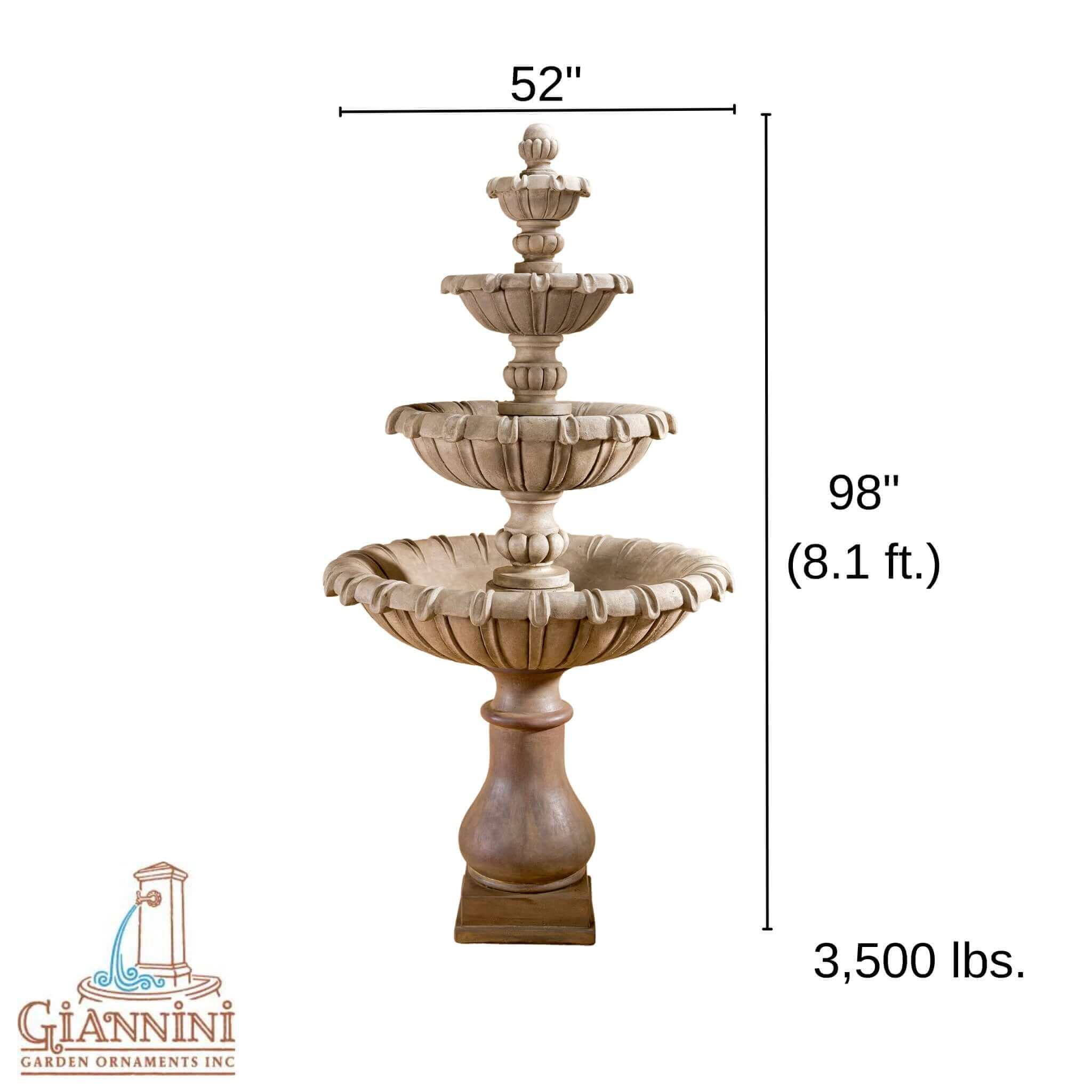 Grand Chateau 4-Tier Concrete Fountain - Giannini #1694