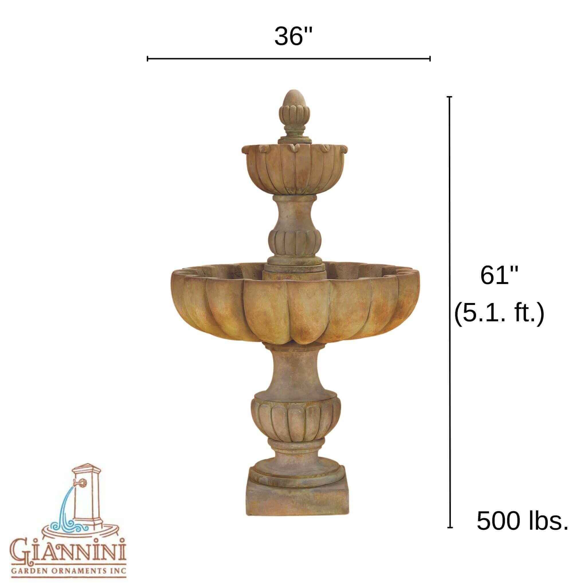 Urbino Grande 2-Tier Concrete Fountain - Giannini #1290