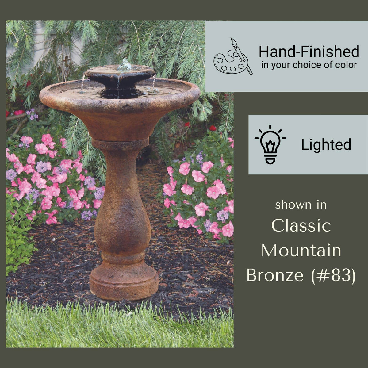Chelsea 2-Tier Concrete Fountain w/Lights - Massarellis #3708