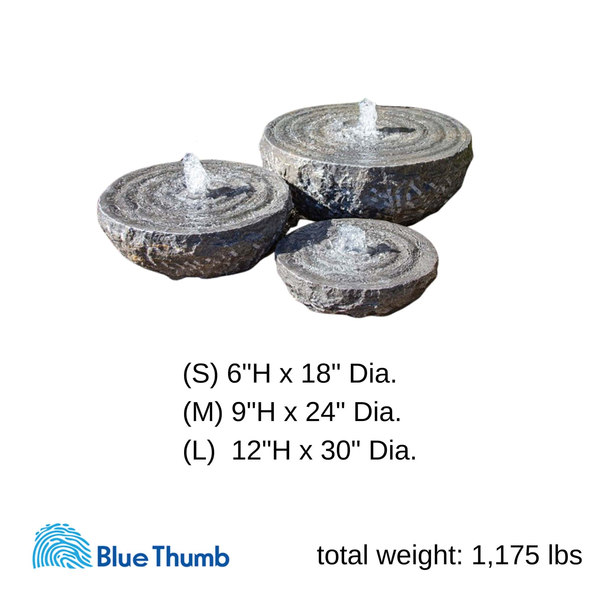 Granite Bowls w/Swirl 3-piece Fountain - Complete Kit - Blue Thumb