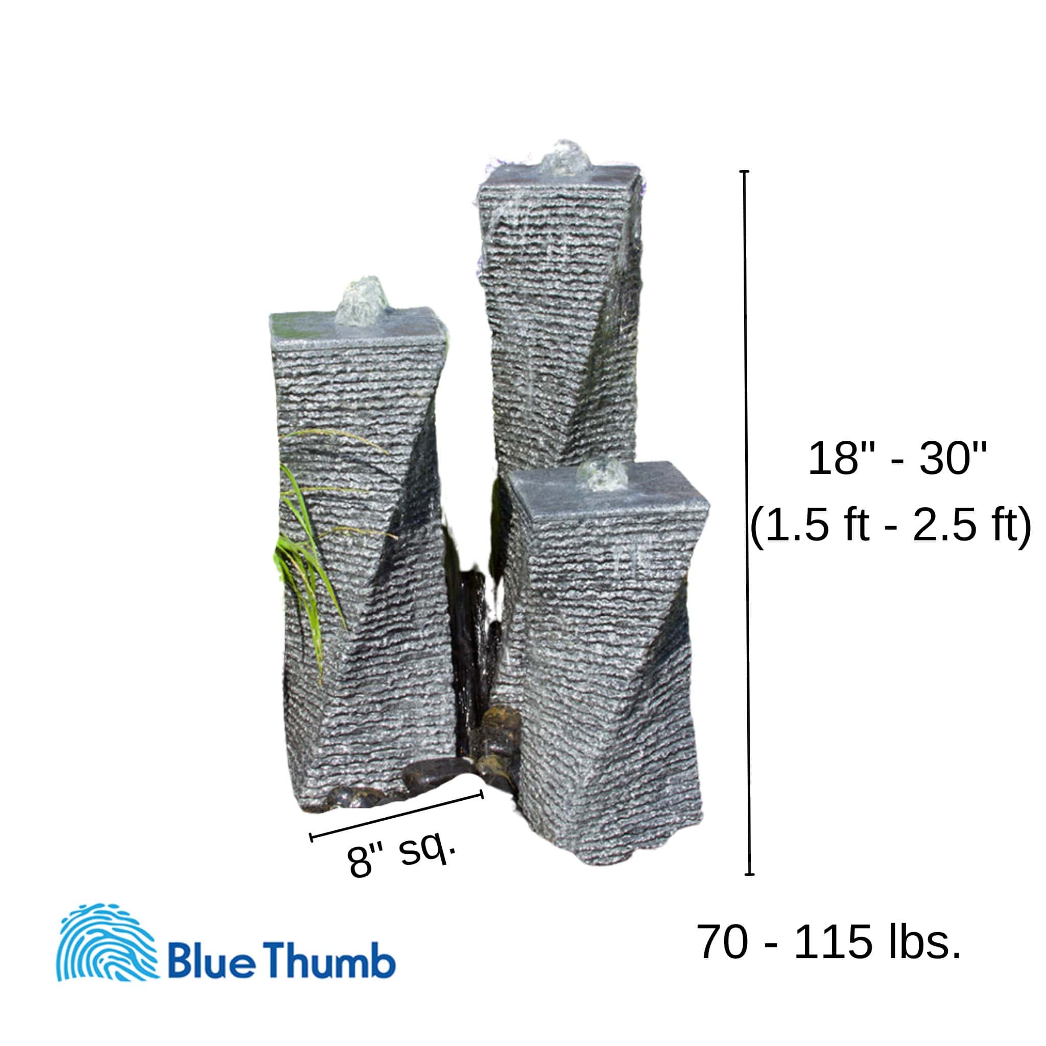 Chiseled Granite 3-Piece Twist Fountain - Complete Kit - Blue Thumb