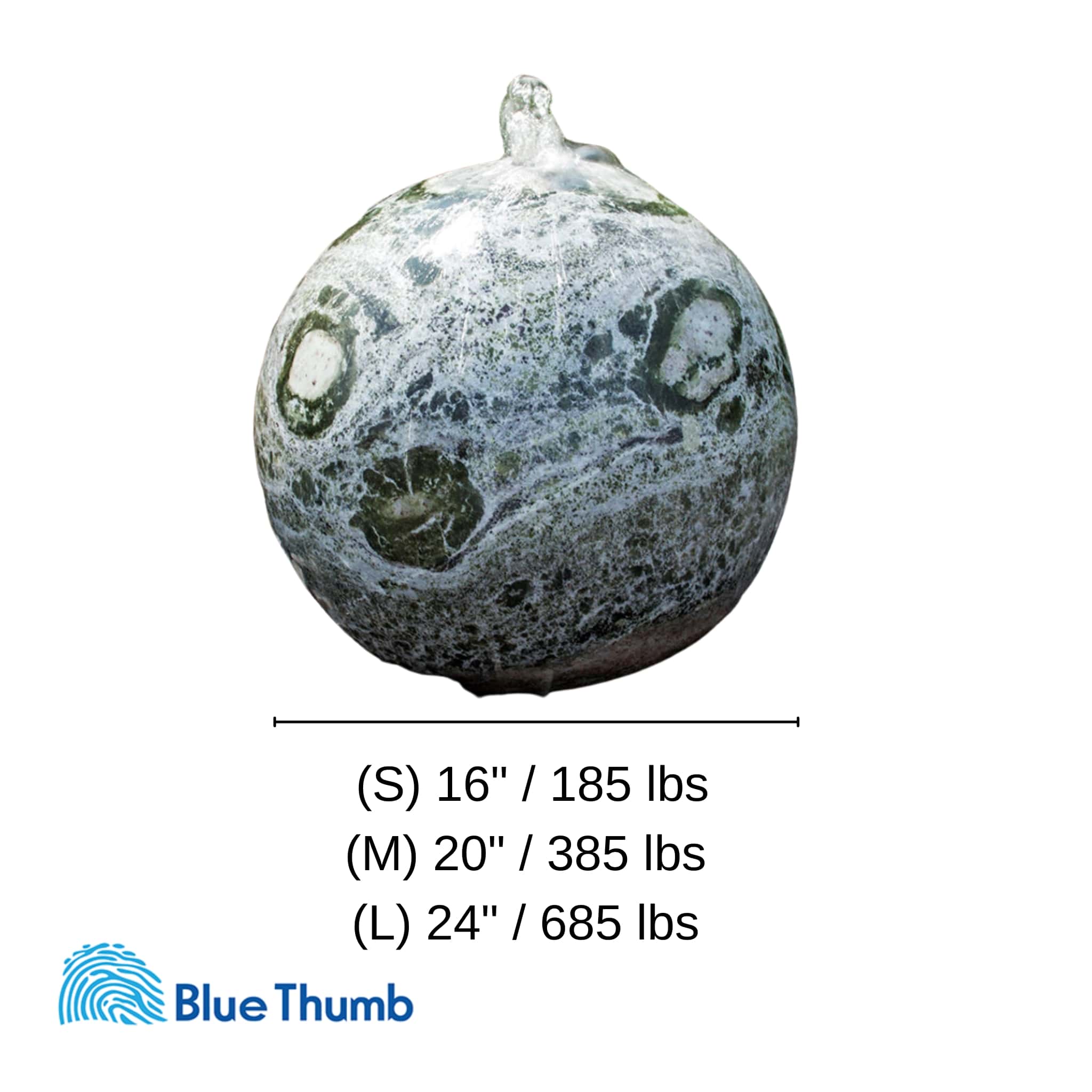 Green Marble Sphere Fountain - Complete Kit - Blue Thumb