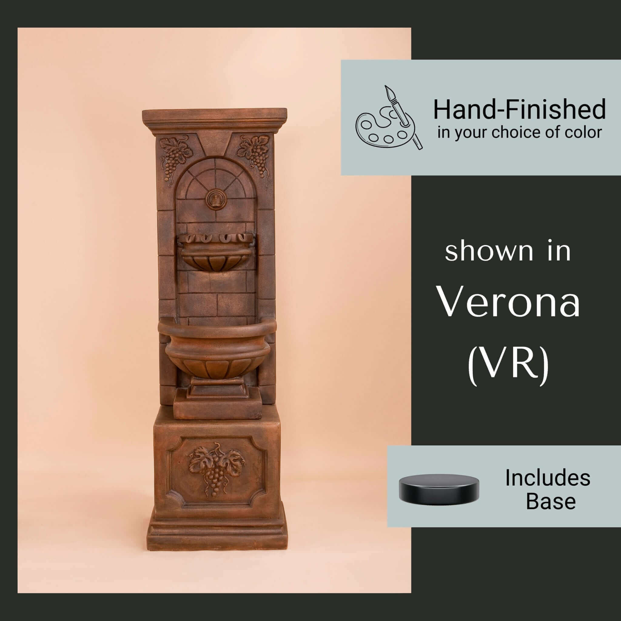 St. Helena Concrete Wall Fountain w/Base - Giannini #1577