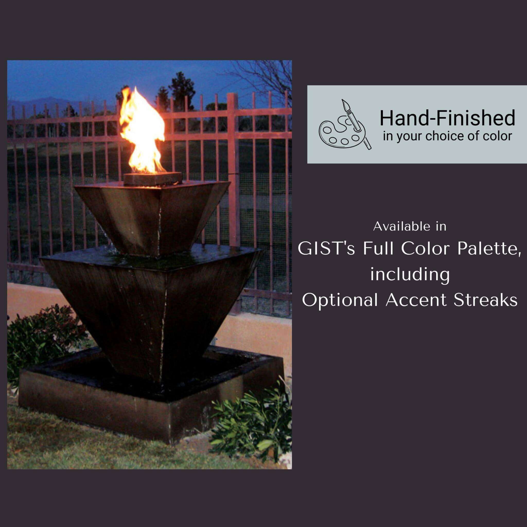 Double Oblique Concrete Fire & Water Fountain - GIST Fountains