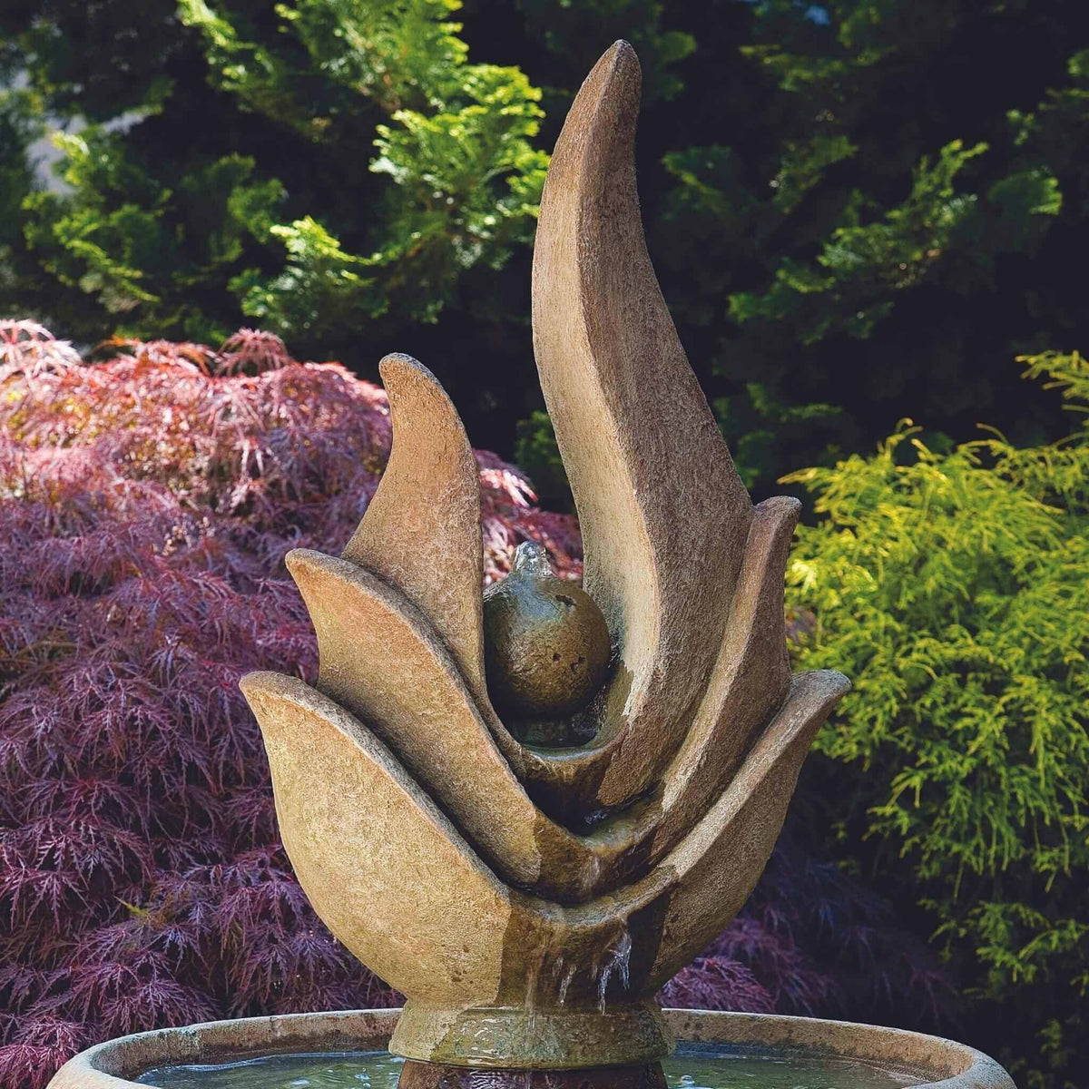 Petal Point Concrete Bubbler Fountain - Massarellis #3629