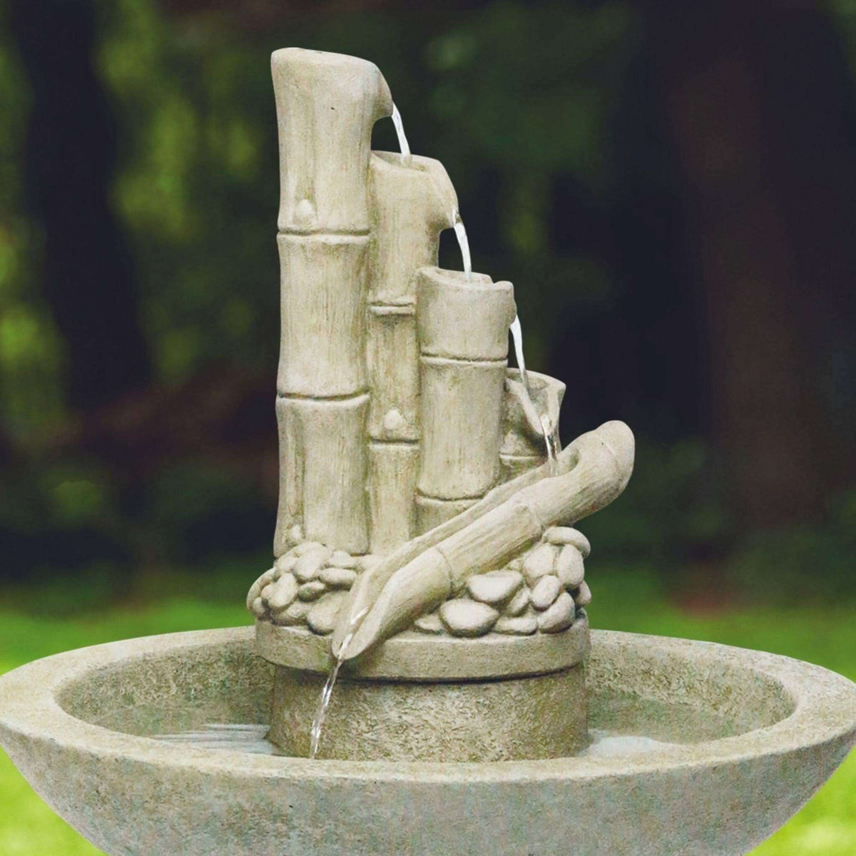 Bamboo Spill Style Concrete Fountain - Massarellis #3809