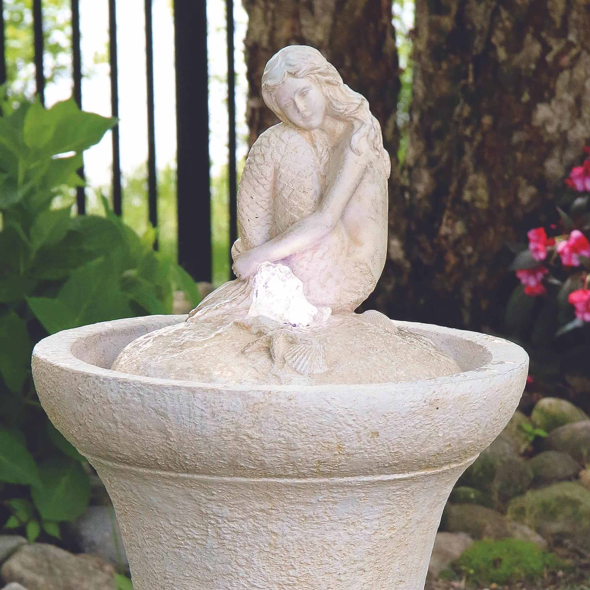 Mermaid Concrete Fountainette w/Lights - Massarellis #3942