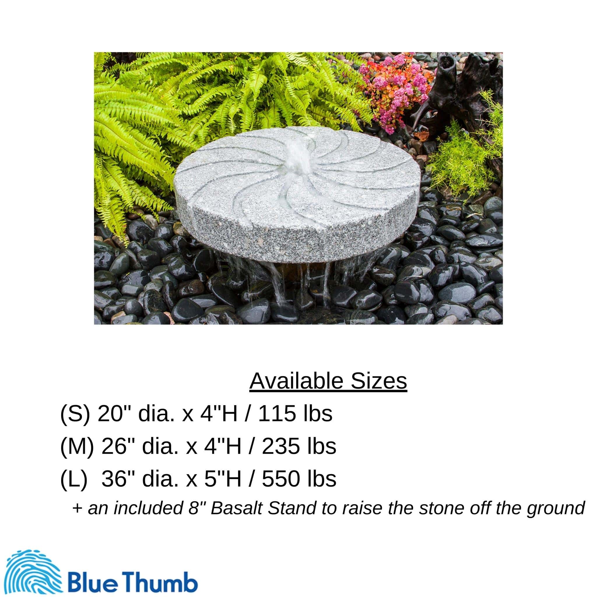 Granite Millstone "Swirl" Fountain - Complete Kit - Blue Thumb