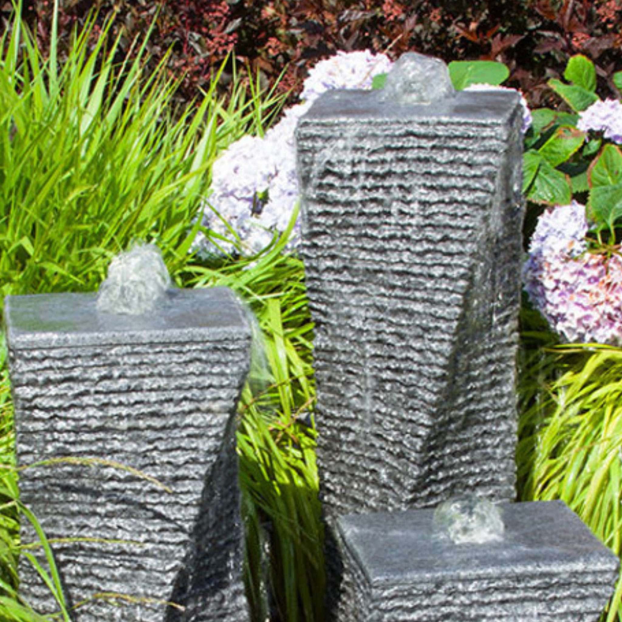 Chiseled Granite 3-Piece Twist Fountain - Complete Kit - Blue Thumb