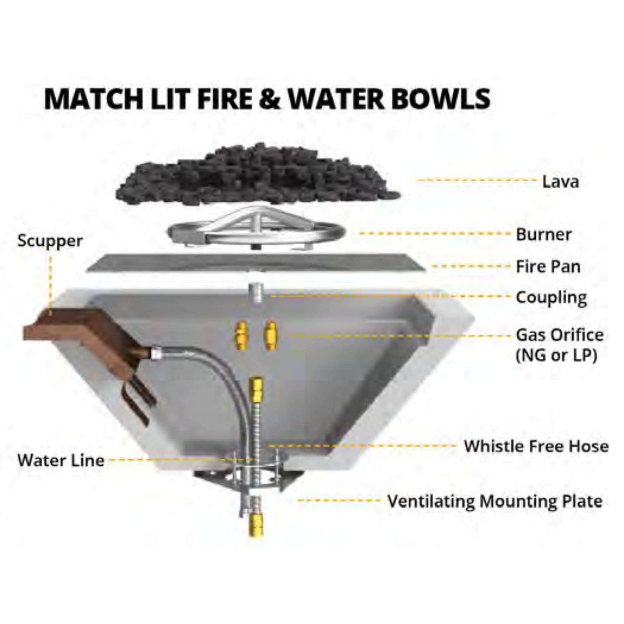 Maya Linear Concrete Fire & Water Bowl - The Outdoor Plus