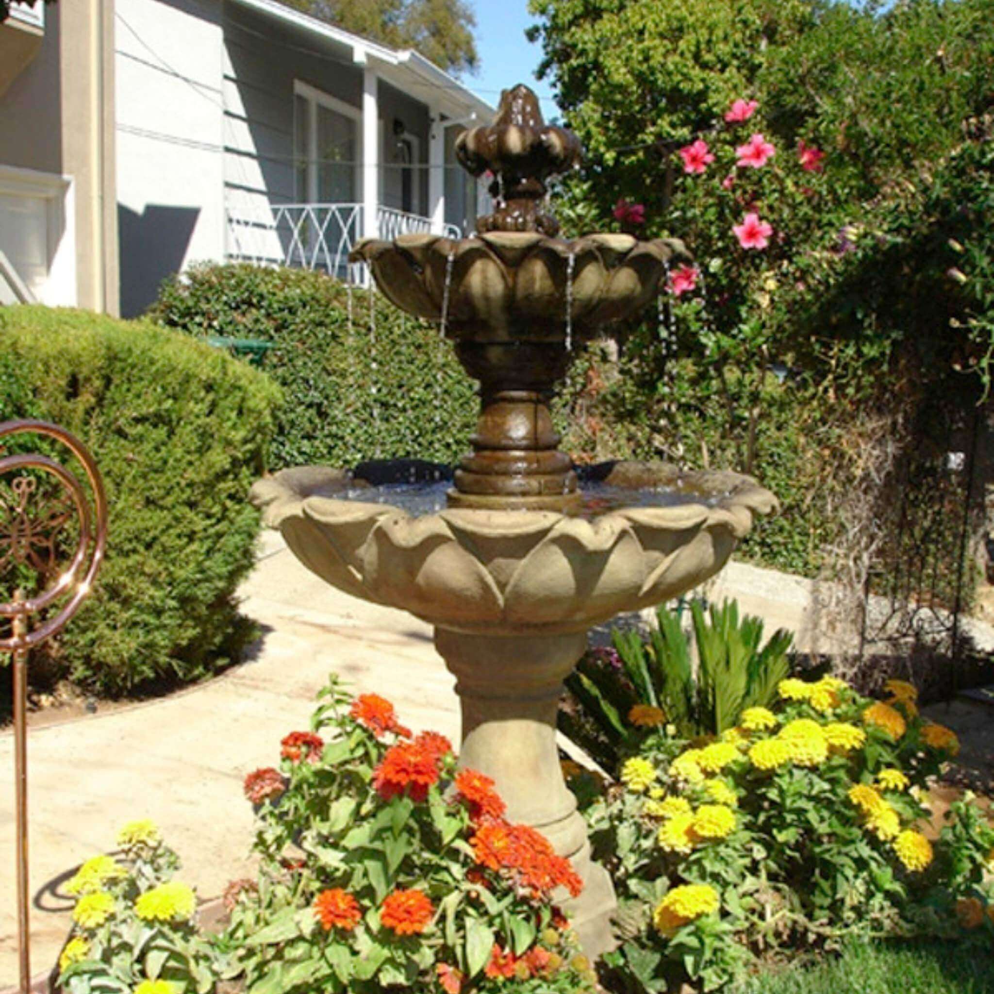 Gardenia 2-Tier Concrete Fountain - Giannini #1214