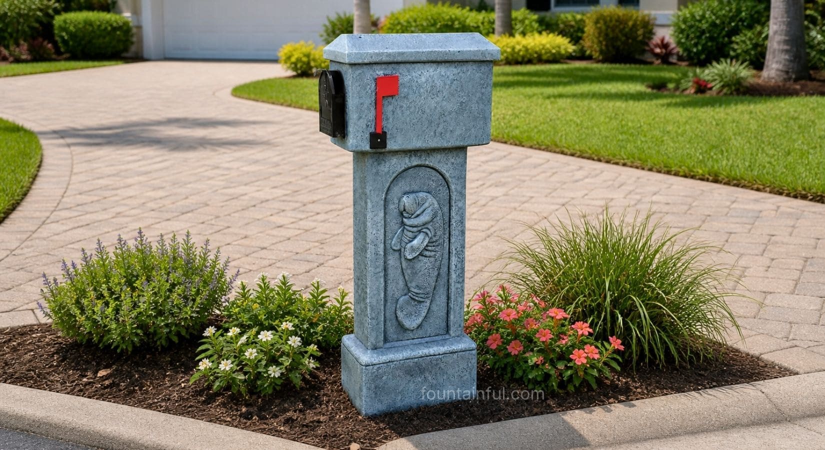 Manatee Concrete Mailbox at a Florida Home