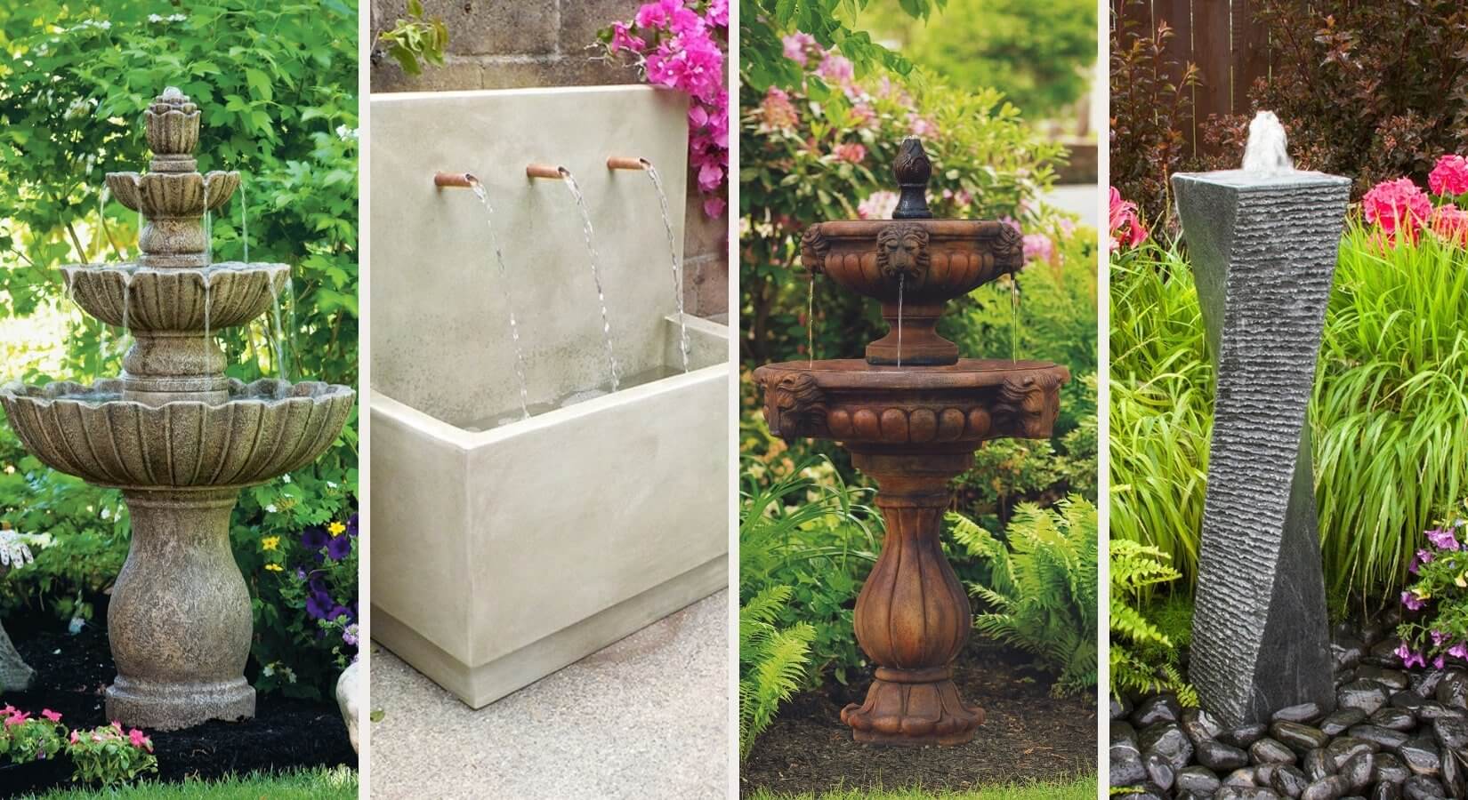 massarelli and giannini concrete water fountains and a granite fountain by blue thumb in a garden