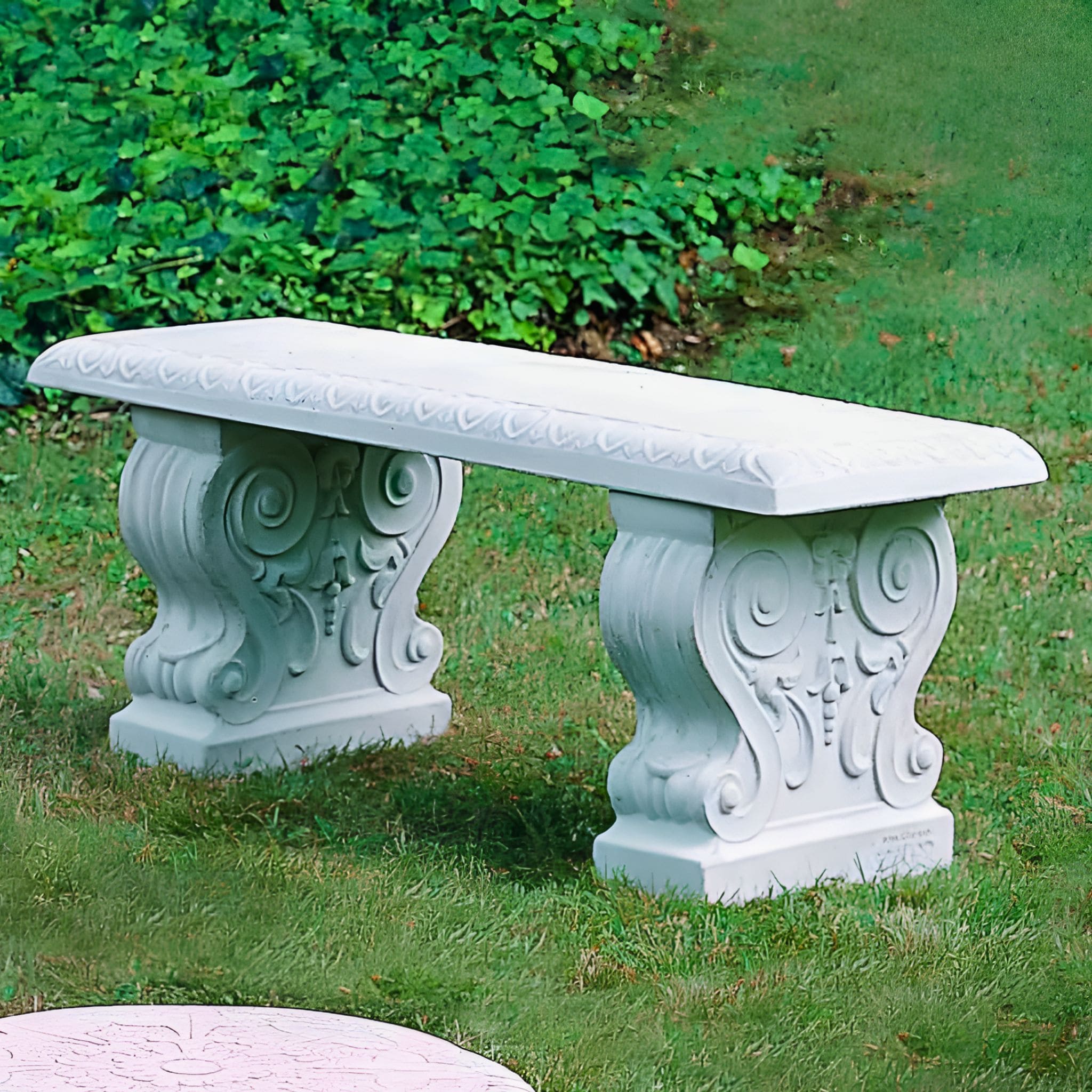 Traditional Straight Concrete Garden Bench - Campania #BE02