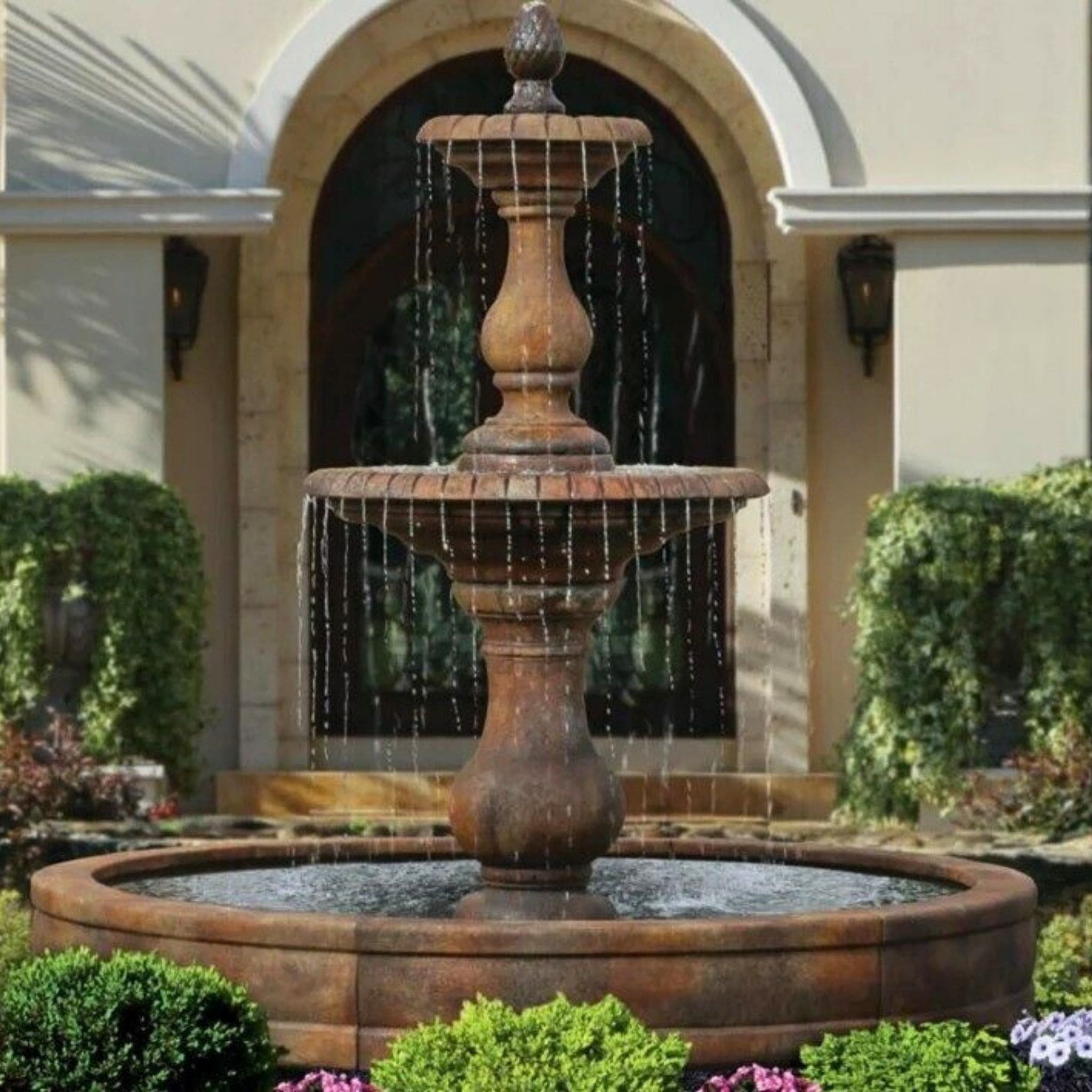 Hampton 2-Tier Concrete Fountain w/Pool - Massarellis #3785