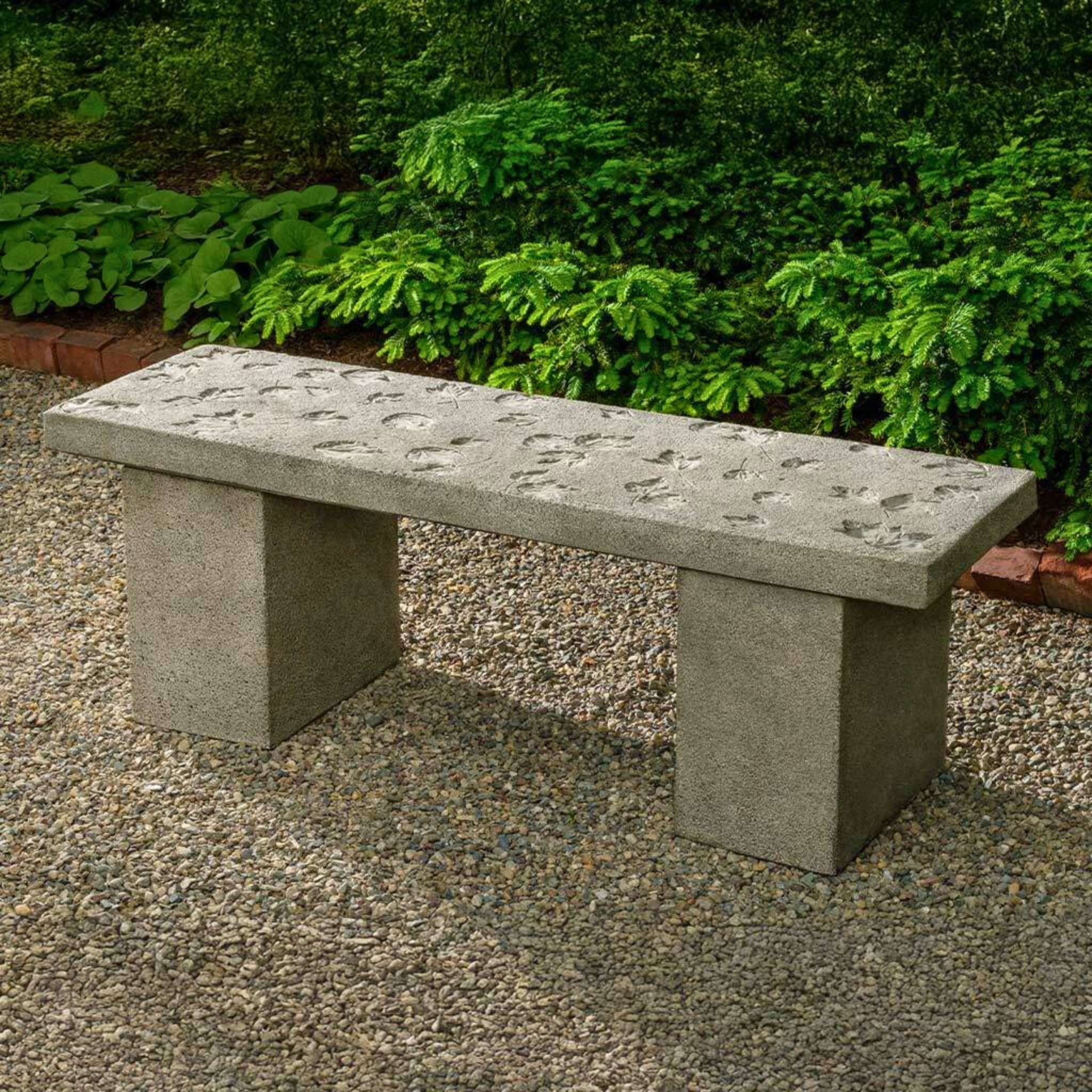 Woodland Leaves Concrete Garden Bench - Campania #BE153