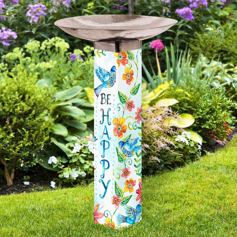 "Happy Bluebirds" Bird Bath w/Stainless Steel Bowl | Studio M