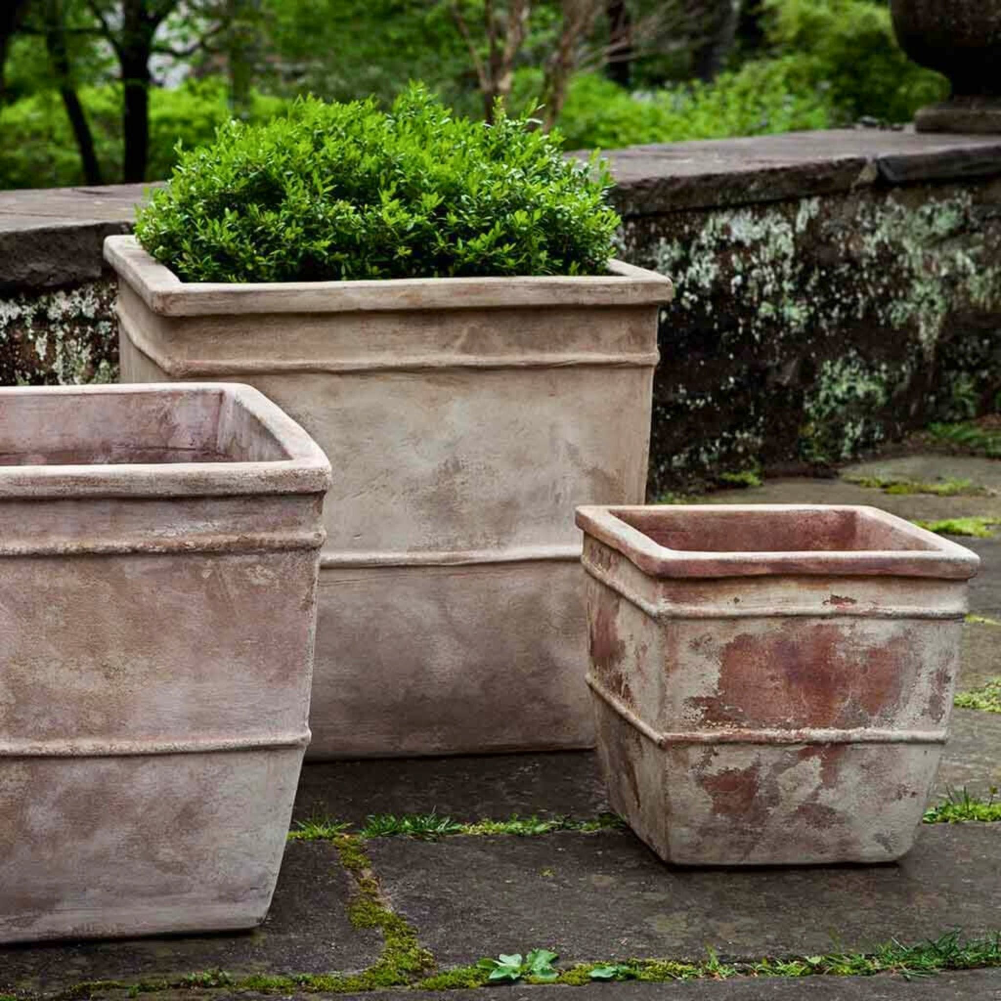 Antico Square Set of 3 Terra Cotta Planters - Campania #6039