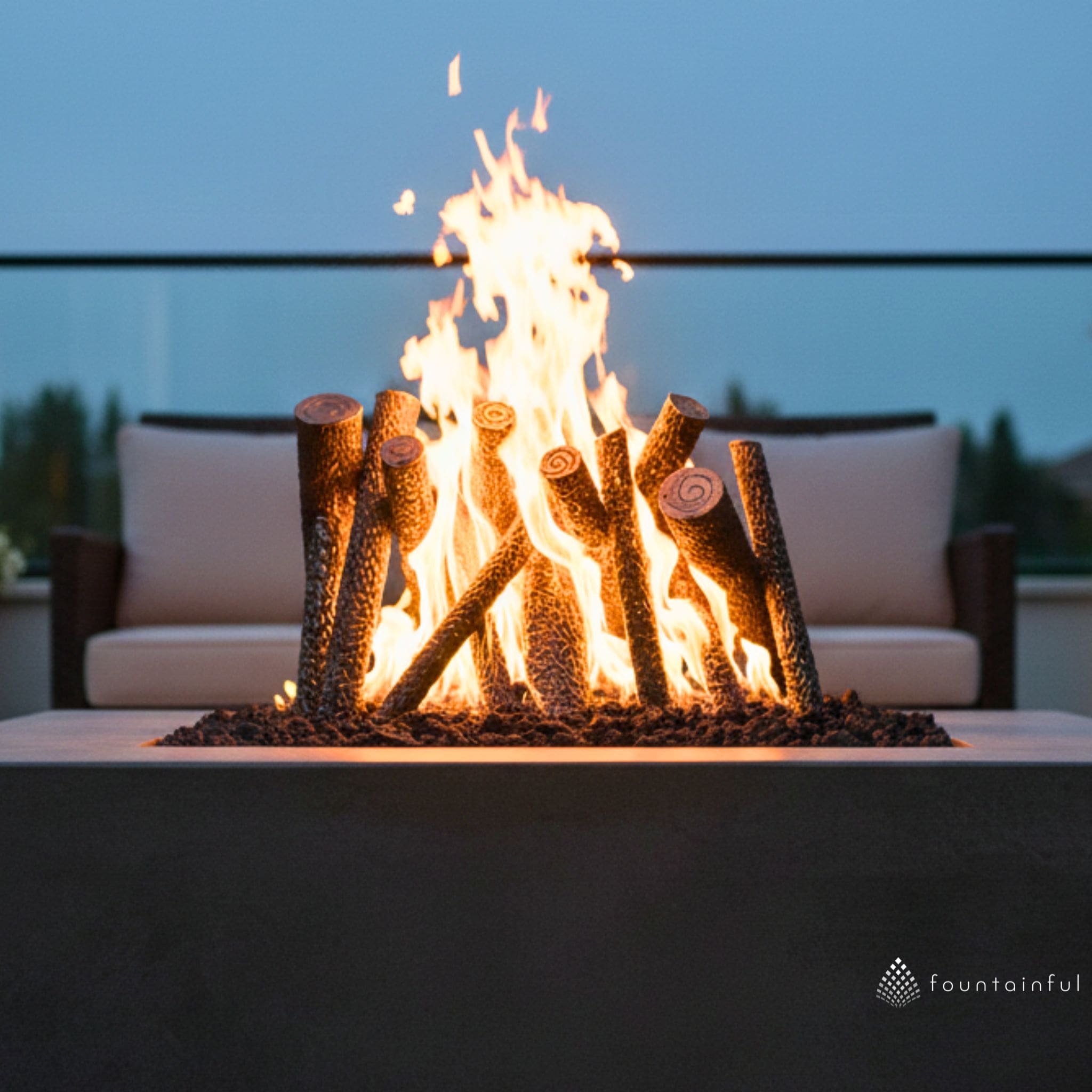 Steel Upright Logs Fire Ornament - Outdoor Plus