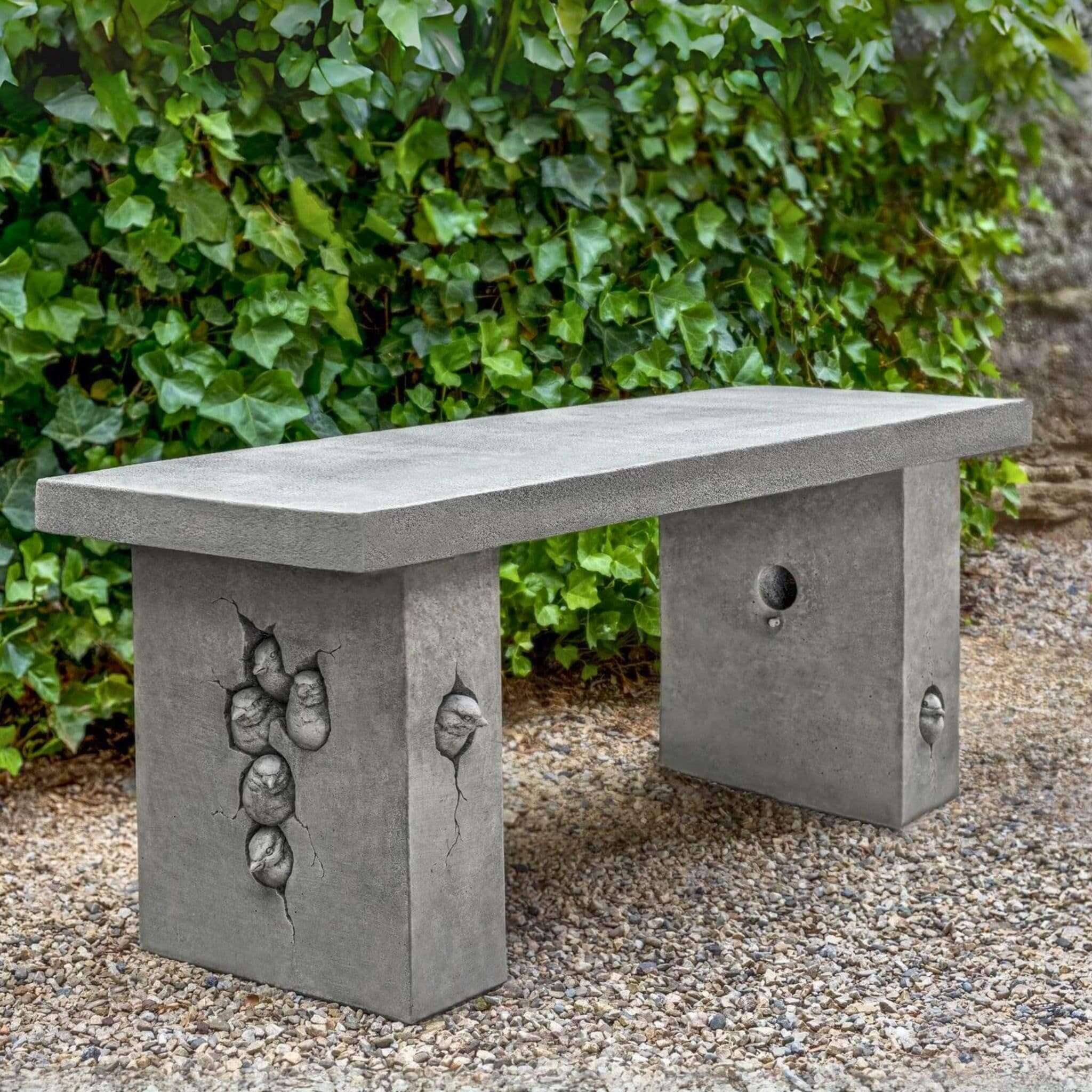 Birdhouse Concrete Garden Bench - Campania #BE144