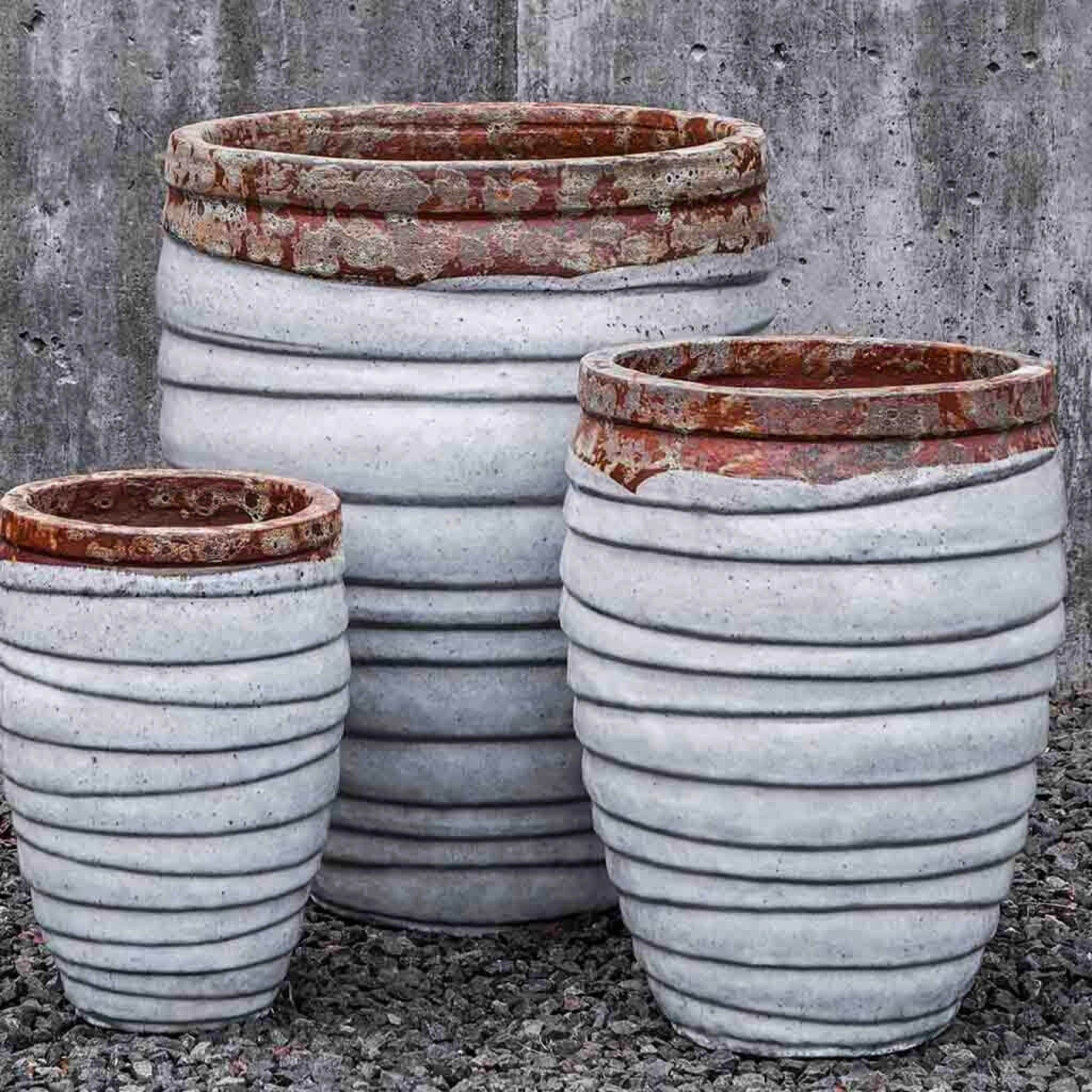 Guaracha Set of 3 Glazed Terra Cotta Planters - Campania #6057