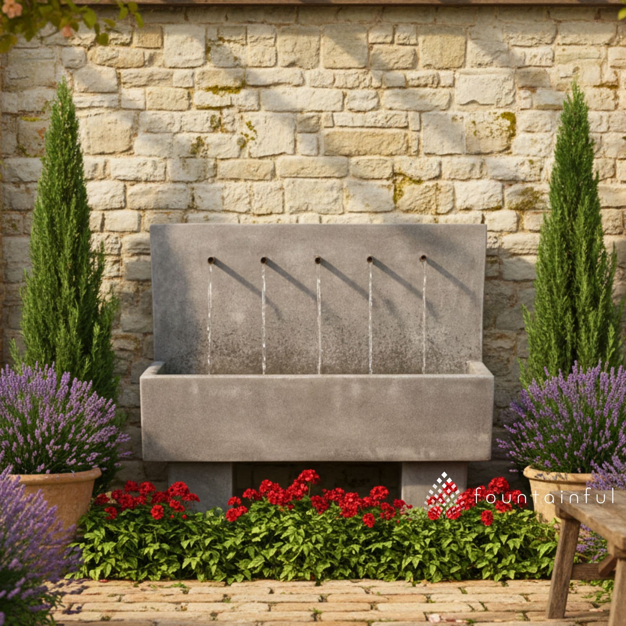 Penta Tall Concrete Wall Fountain - Giannini #1748