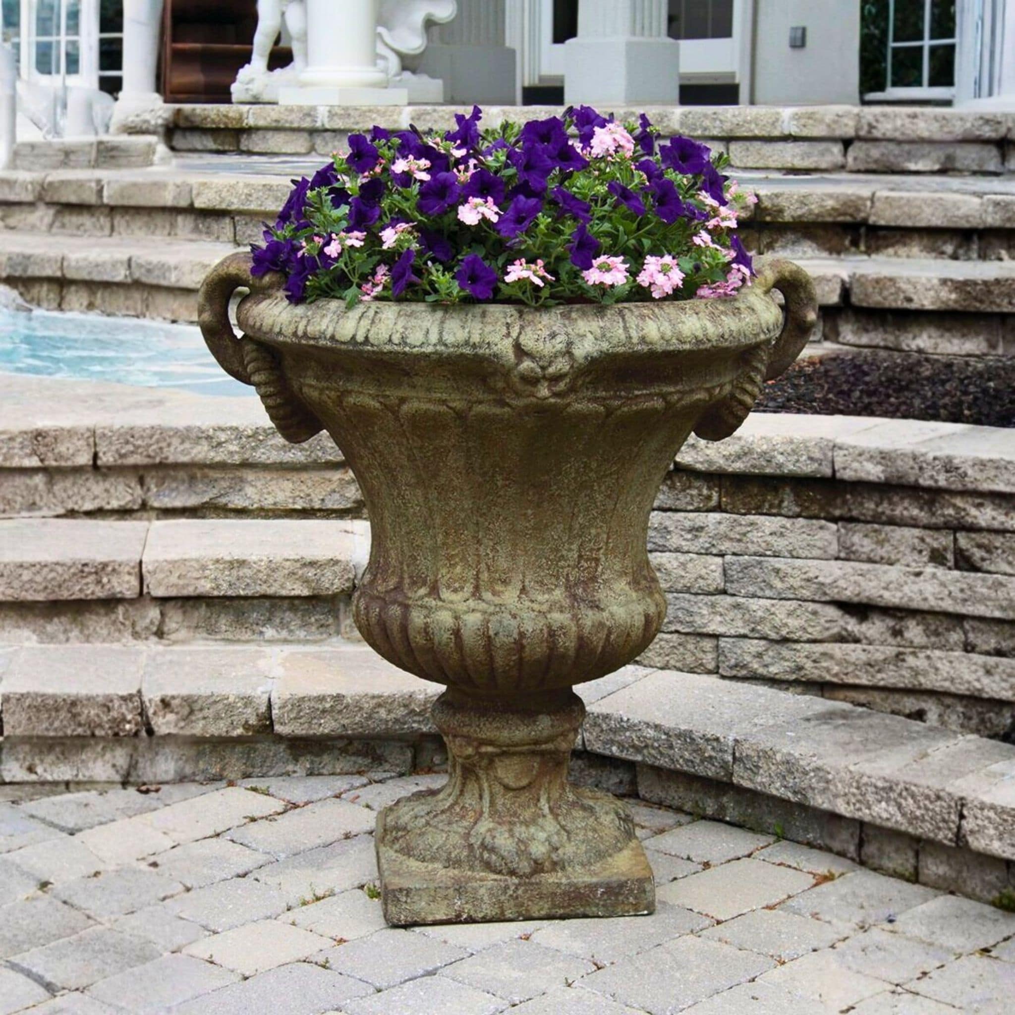 Braided Medallion Handled Urn Planter - Massarellis #6275